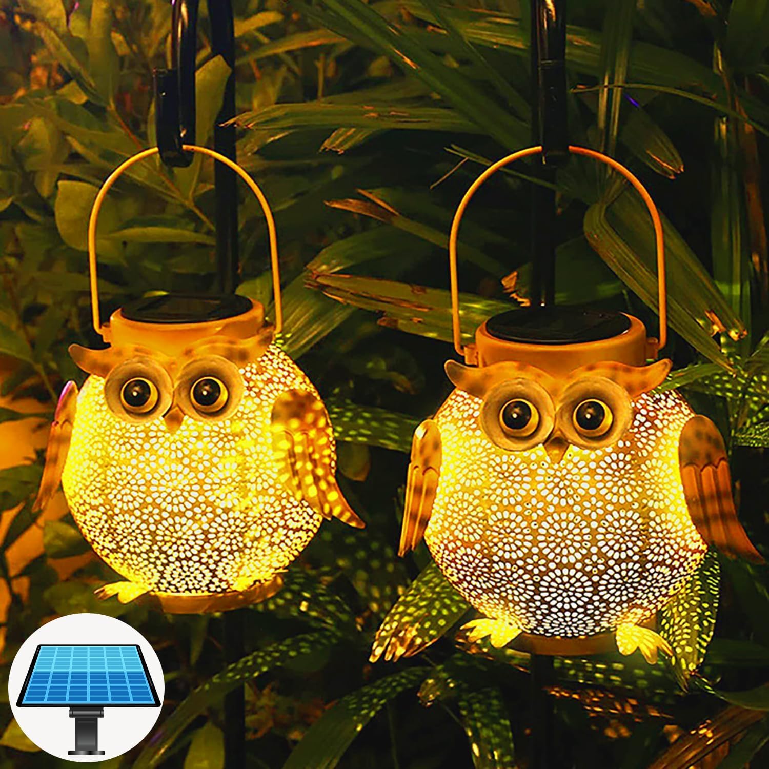 Luci Solari da Giardino LED 2 Pezzi a Gufo