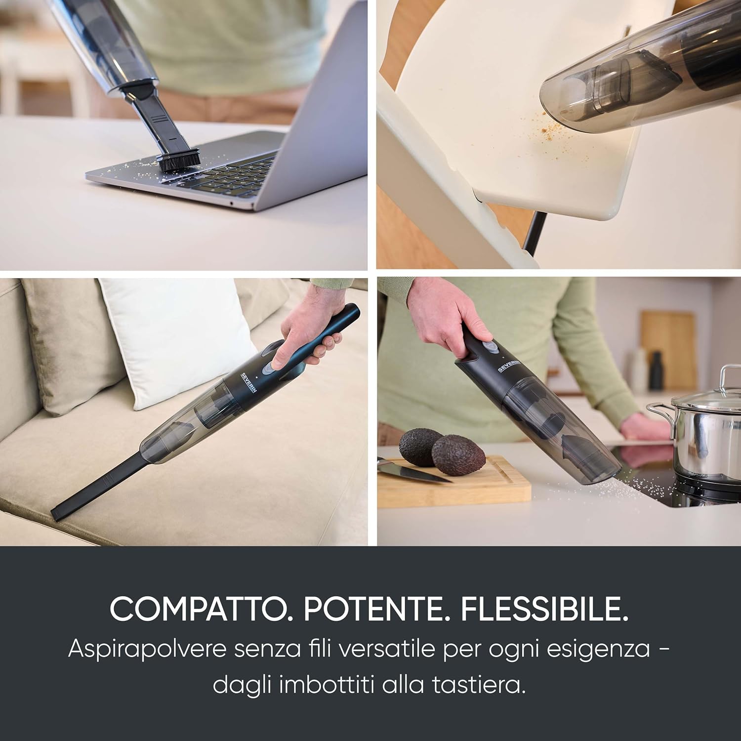 Severin Aspirapolvere Portatile 3 in 1 HV 7132, Nero - immagine 3