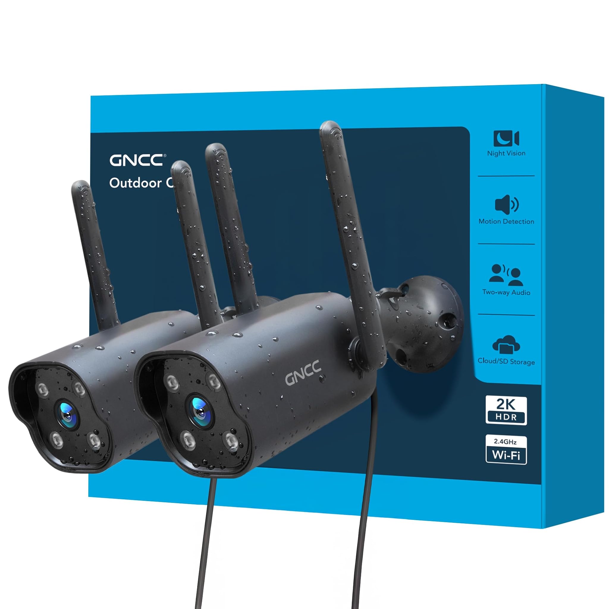 Gncc Kit 2 Telecamere GT1PRO Sorveglianza Esterno 2K