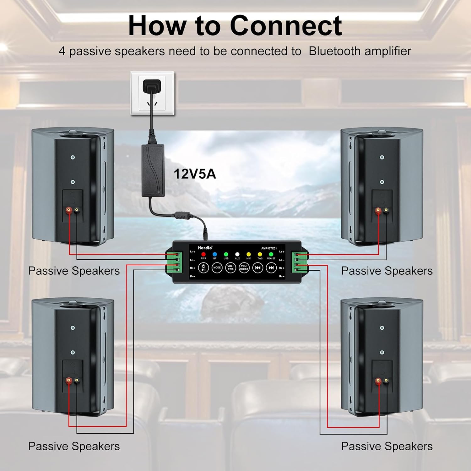 Herdio Casse Bluetooth da Esterno 5,25 Pollici 600 Watt - immagine 5