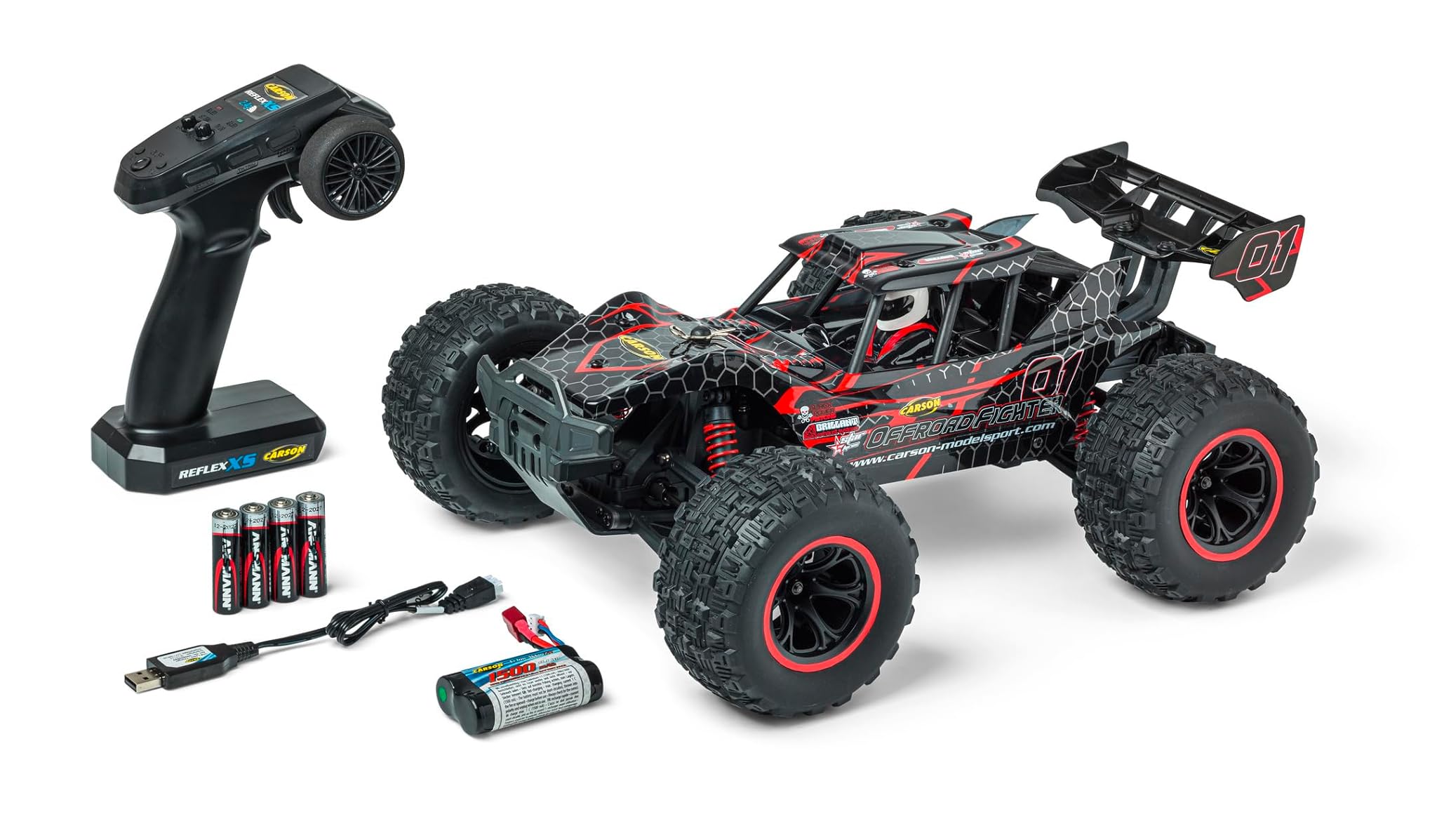 CARSON 500404255 1:10 XS Gabbia da Combattimento Offroad RTR, Rosso