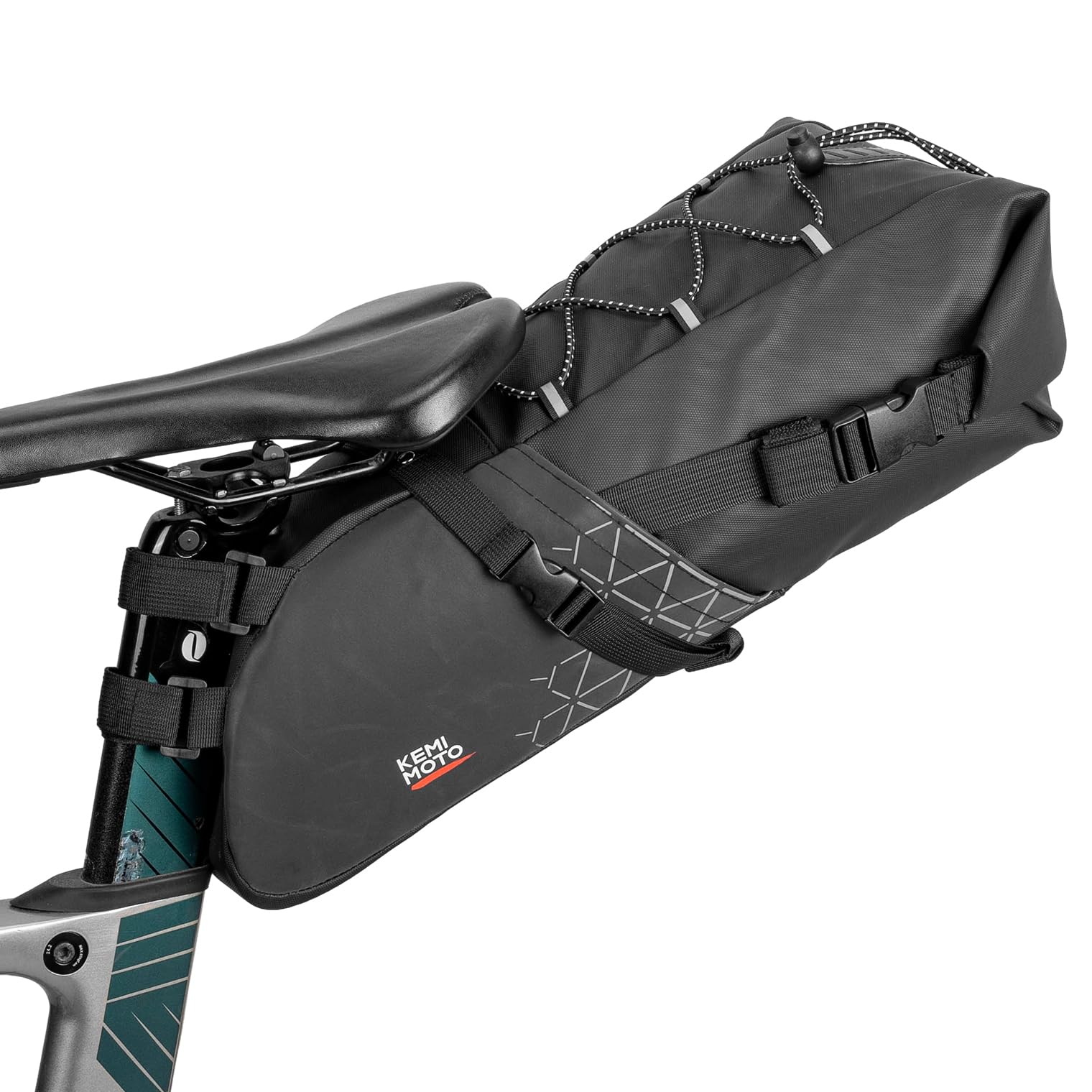 KEMIMOTO Borsa da sella per bicicletta da 11 l, 100% impermeabile, per bicicletta da corsa, per bici da corsa e MTB, con inserti di fissaggio per il supporto, colore: nero