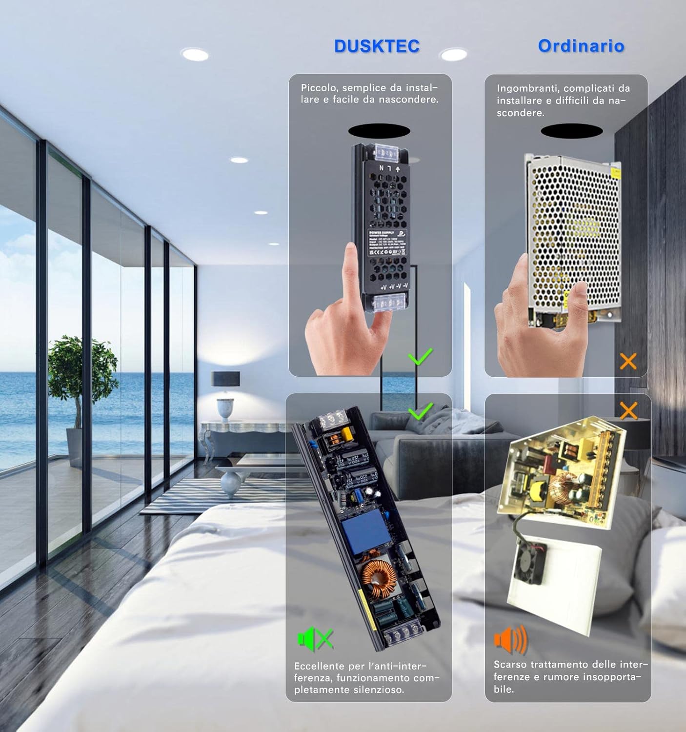 Dusktec Trasformatore 12V 400W Alimentatore LED - immagine 4