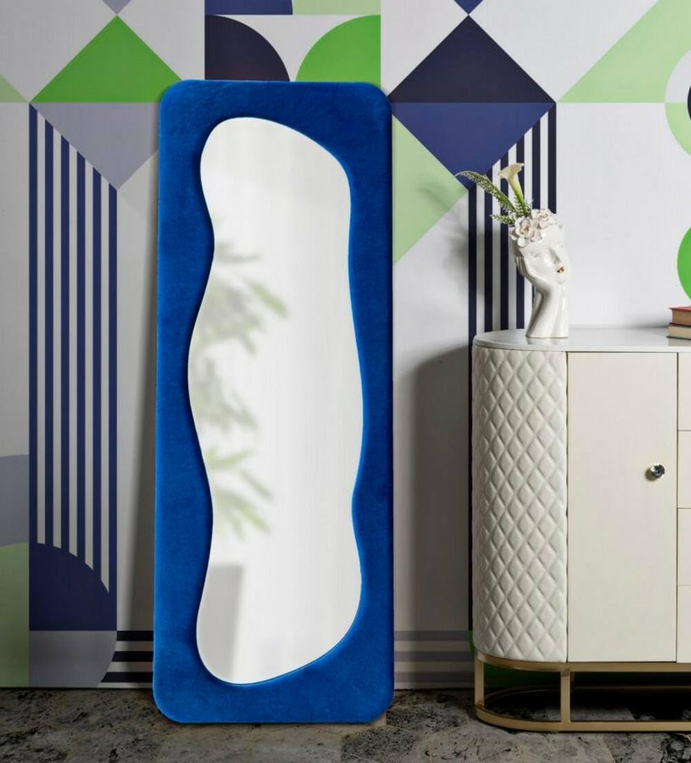 Dmora Parnaiba - Specchio d'Arredo a Muro 40x160cm, Blu