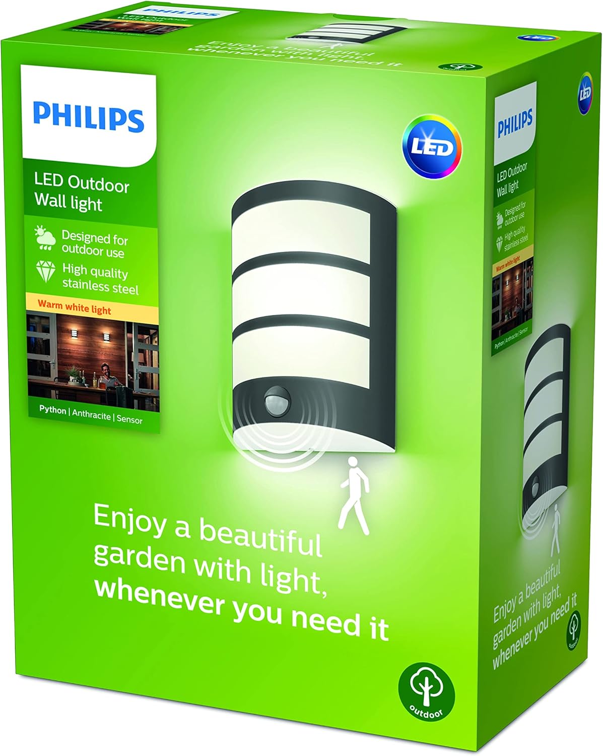 Philips LED Python - Lampada a Parete con Sensore, Antracite - immagine 5