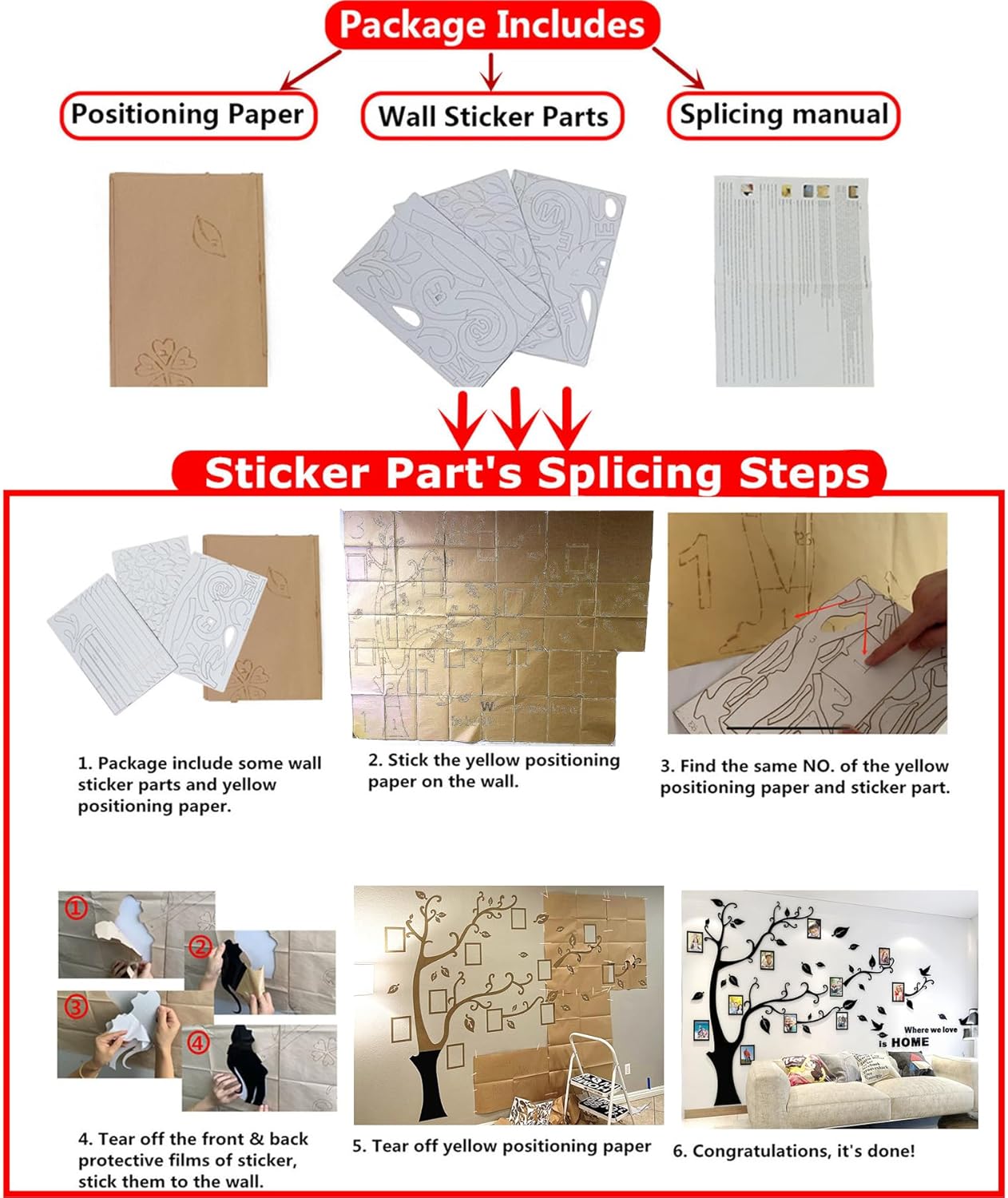 3D Albero Adesivi Murali Cornici per Foto (XXL: 240*333CM) - immagine 3