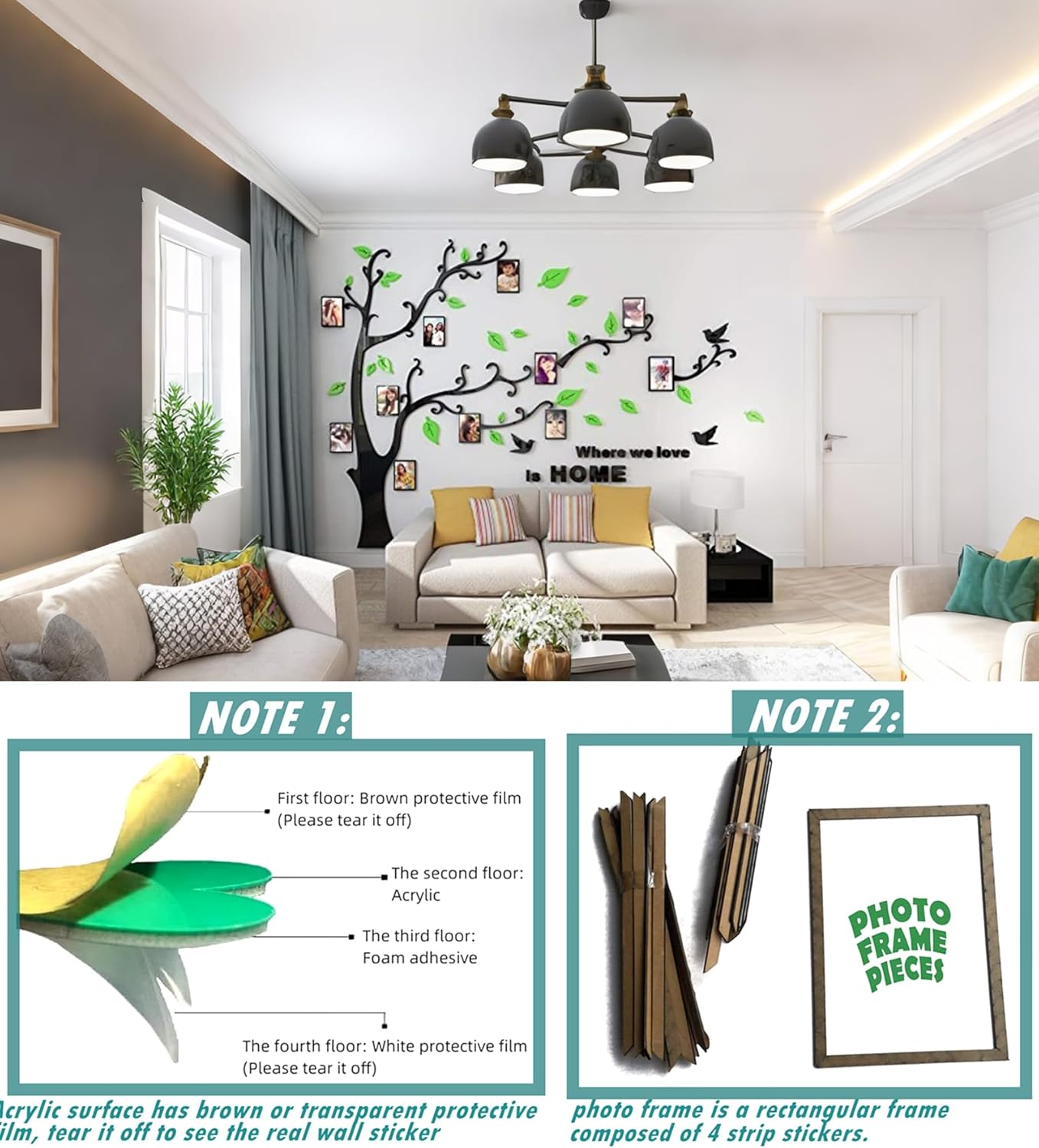 3D Albero Adesivi Murali Cornici per Foto (XXL: 240*333CM) - immagine 5