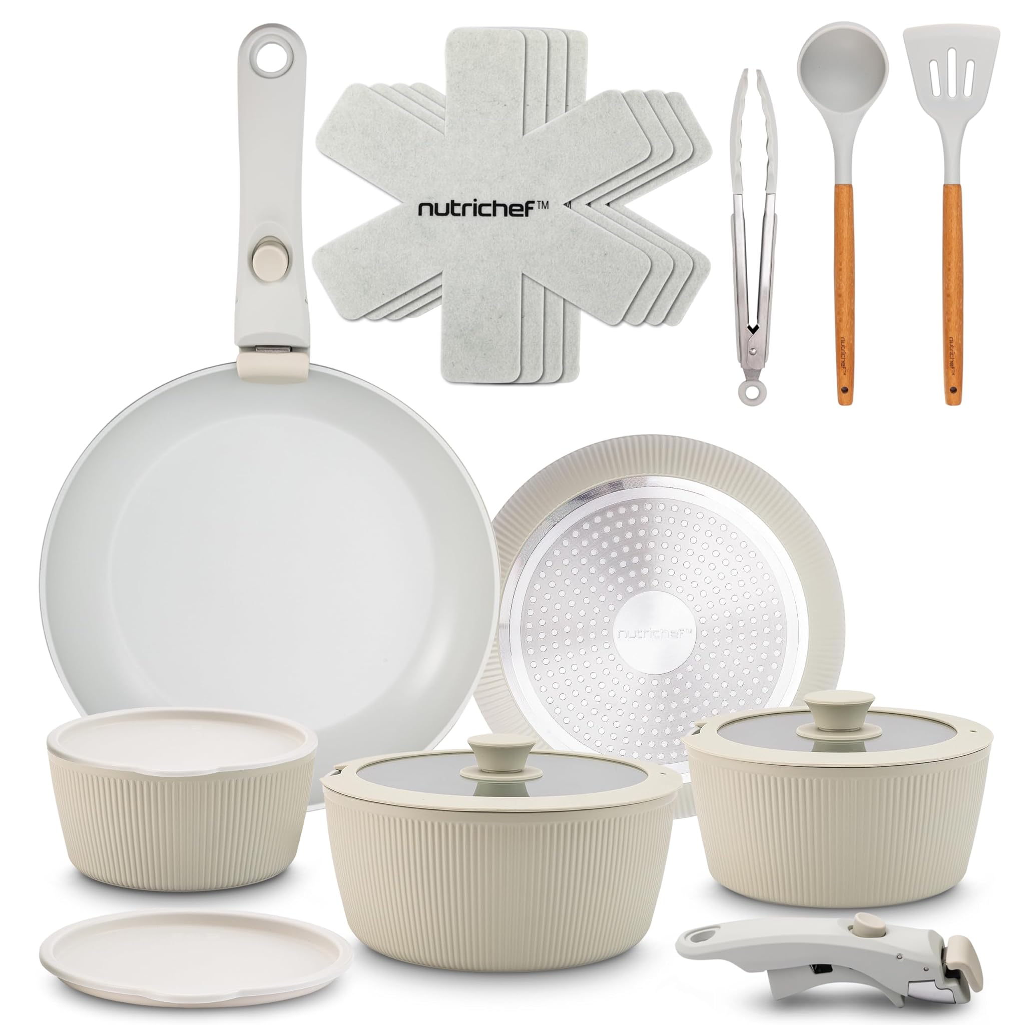 Nutrichef Set Pentole e Padelle in Ceramica 18 Pezzi