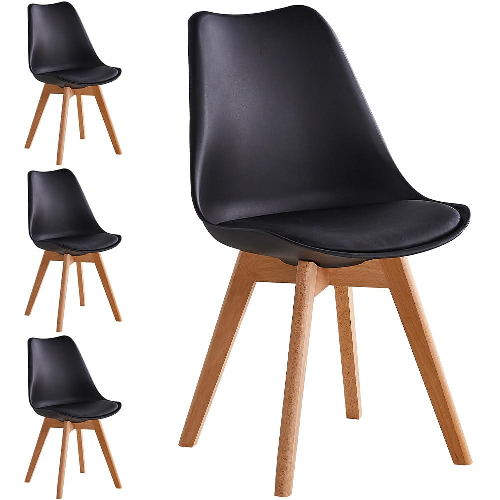 Shally Dogan Set 4 Sedie Sala da Pranzo Design Nordico, Nero