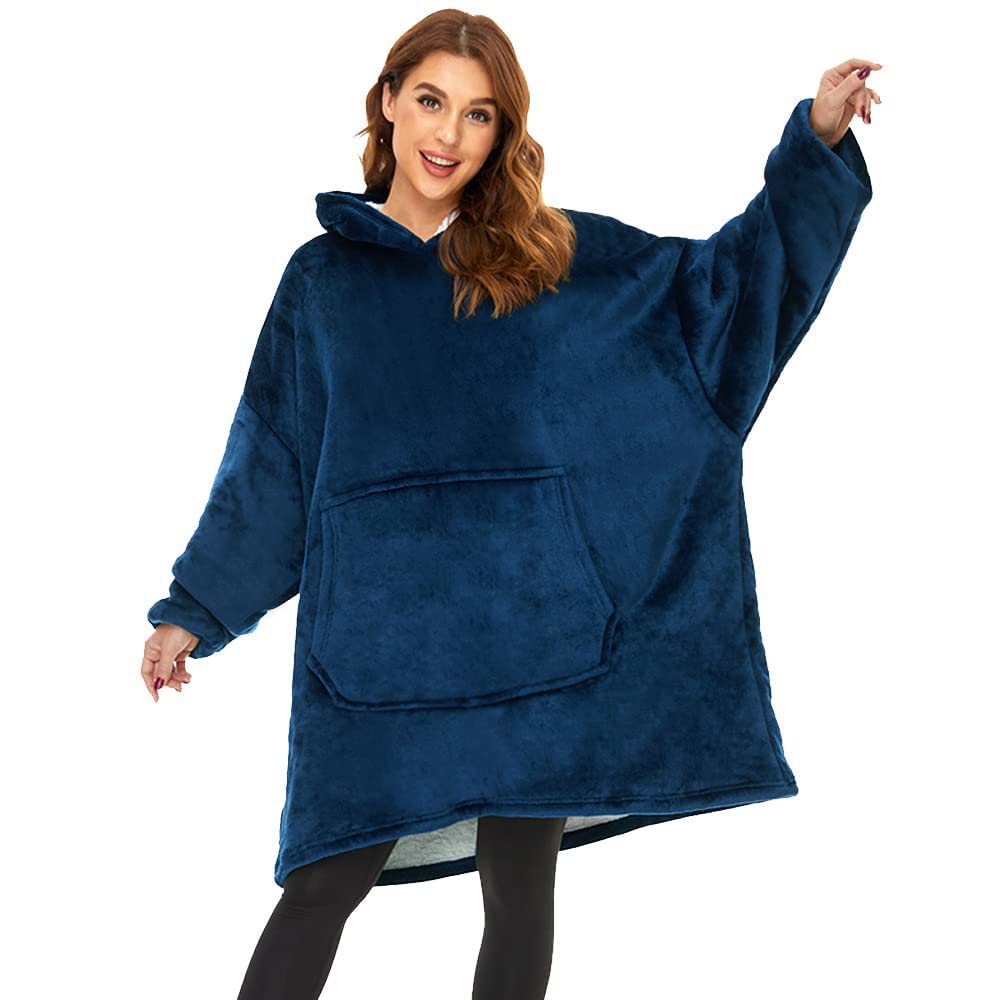 Coperta con Cappuccio, Plaid con Maniche, Coperta indossabile in Pile, Felpa Oversize Donna, Blanket Hoodie - Confortevole e Morbido - Perfetto per Le Notti Invernali sul Divano