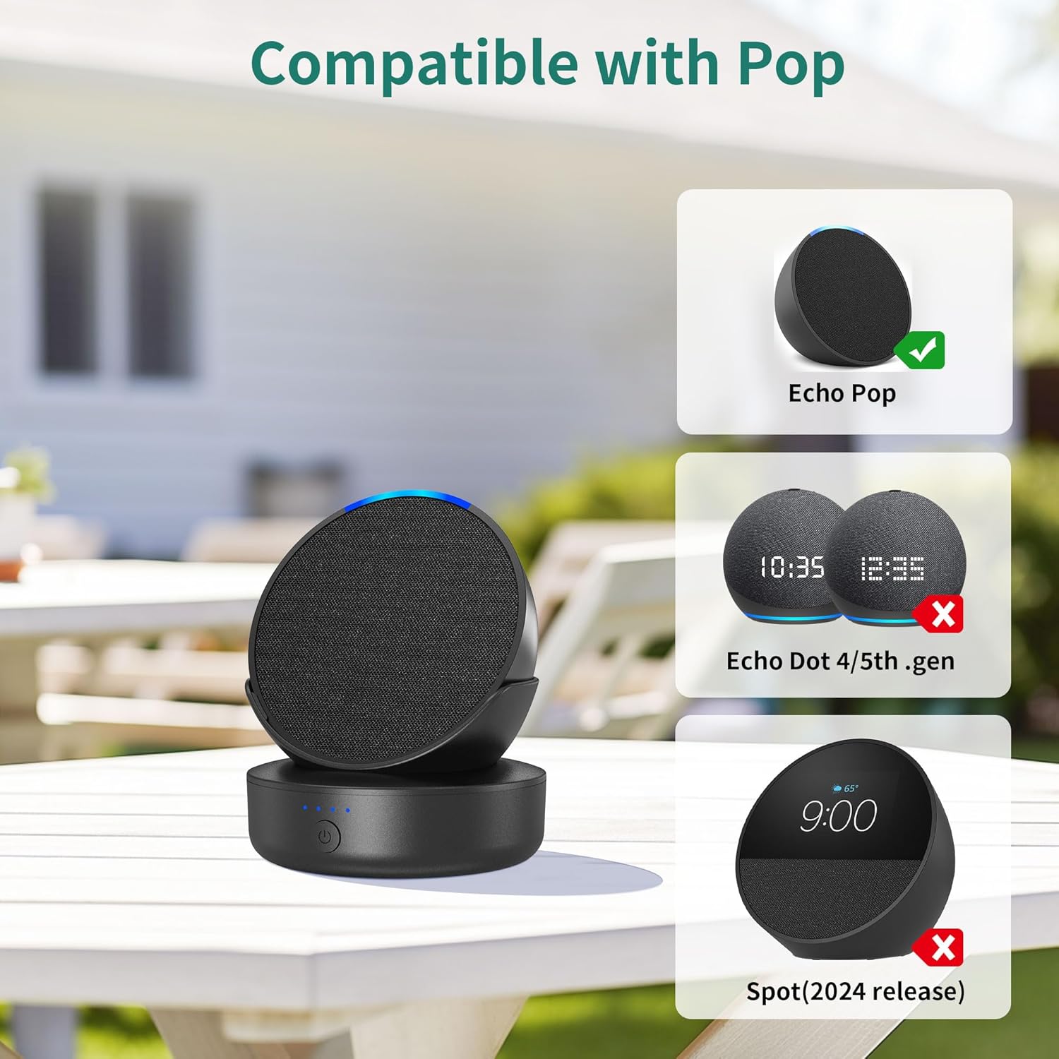 Base per Batteria Ricaricabile per Ech0 Pop, Nero - immagine 2