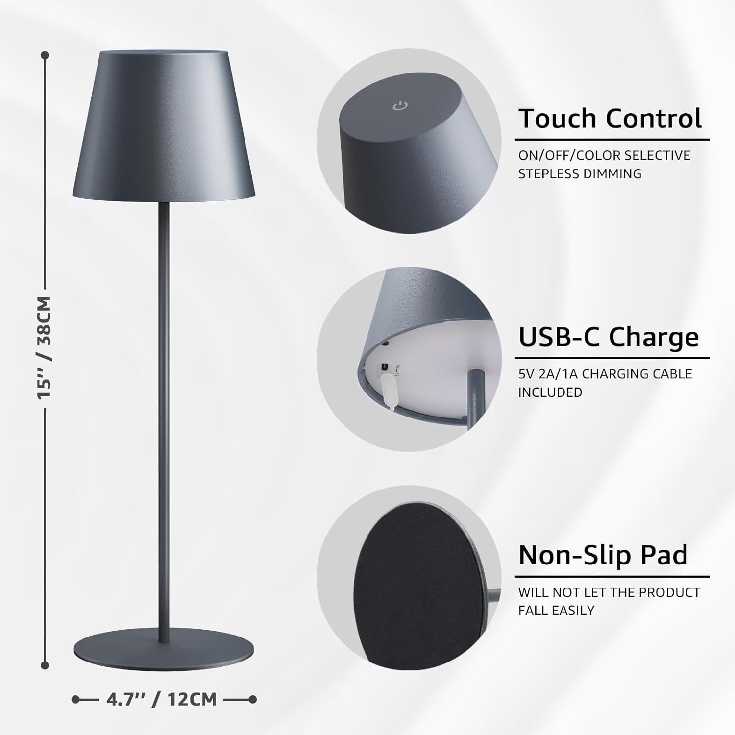 MALUX Lampada da Tavolo LED Wireless Touch (2 pezzi) - immagine 3