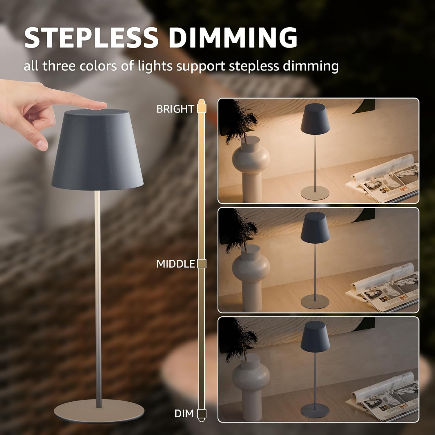 MALUX Lampada da Tavolo LED Wireless Touch (2 pezzi) - immagine 4