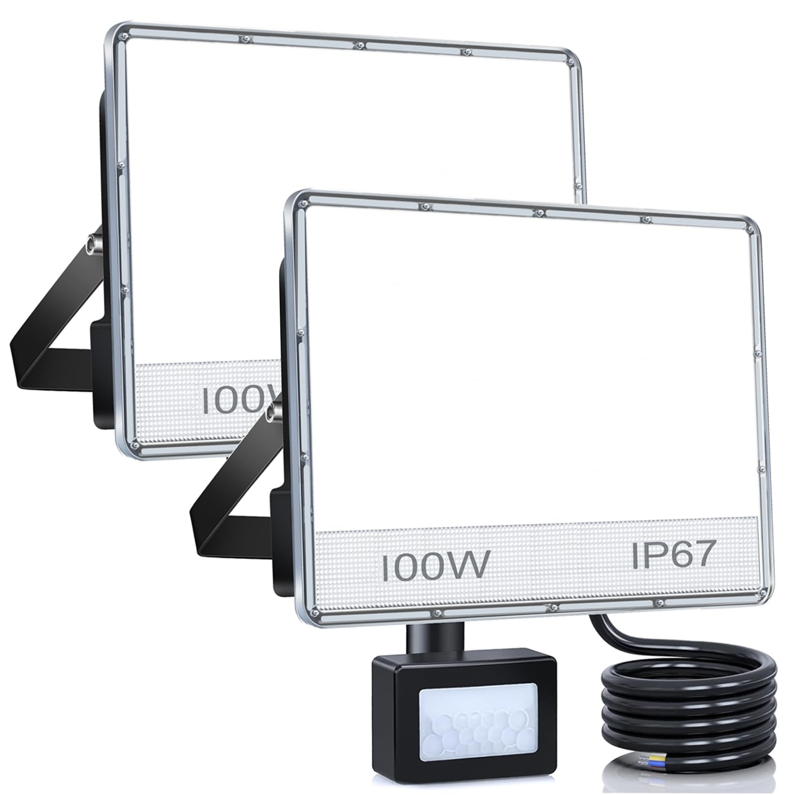 Annifunly Faretto LED da Esterno con Sensore 100W 2 Pezzi