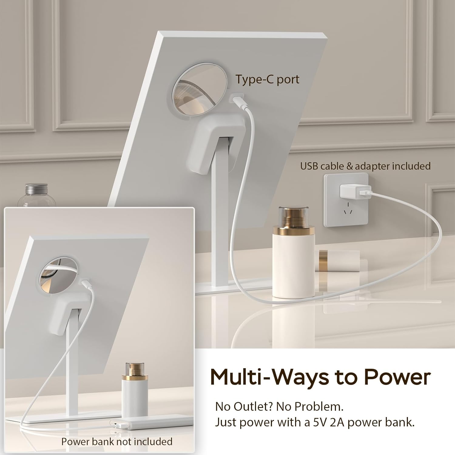 Specchio Trucco con Luci Dimmerabile e 10X Ingranditore - immagine 5