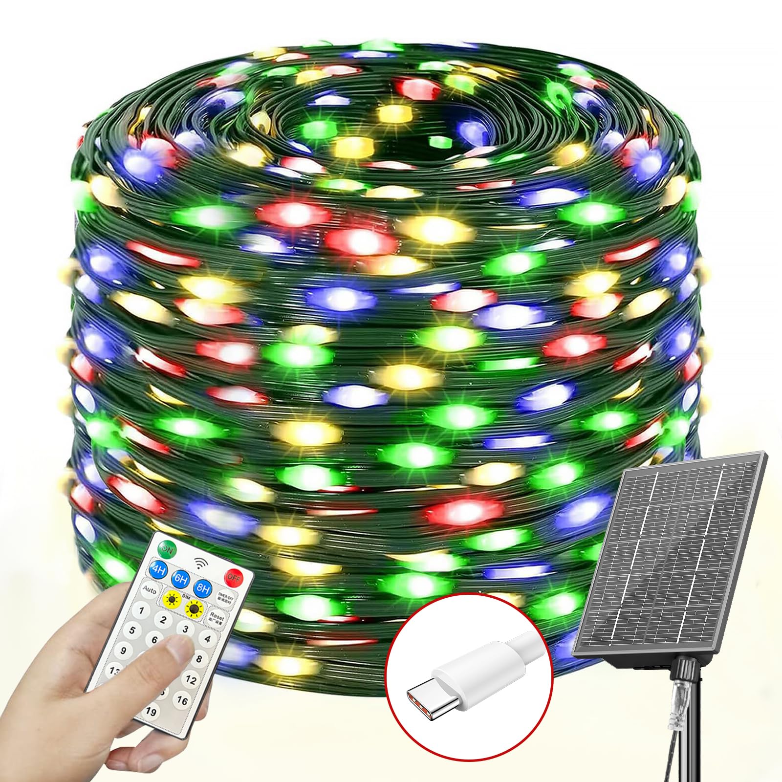 Luci Natale Esterno Solare 66m 640 LED Colorate