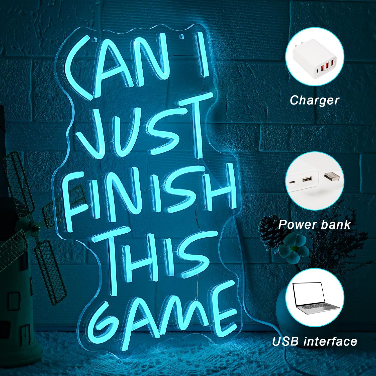 Lmsignly Segno Lettere da Gioco al Neon Blu - immagine 4