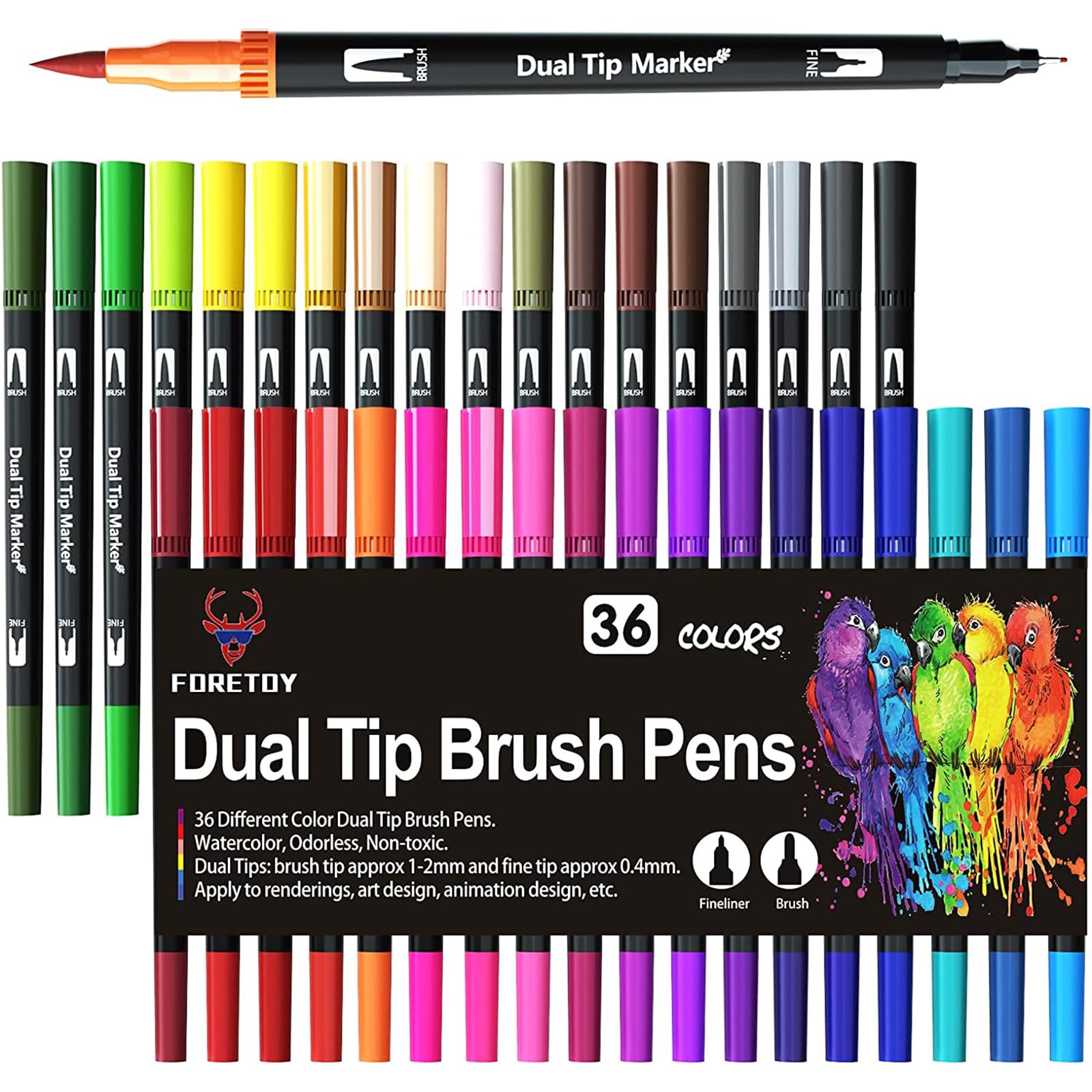 Brush Pen 36 Colori - Pennarelli Lettering Dual Brush