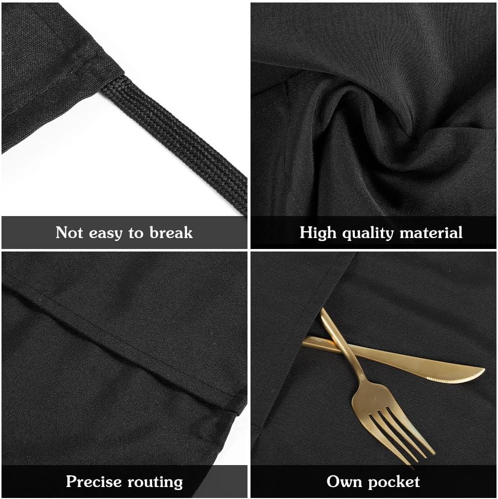 Yoosso 2 Pezzi Grembiule da Cucina Nero con 3 Tasche - immagine 3