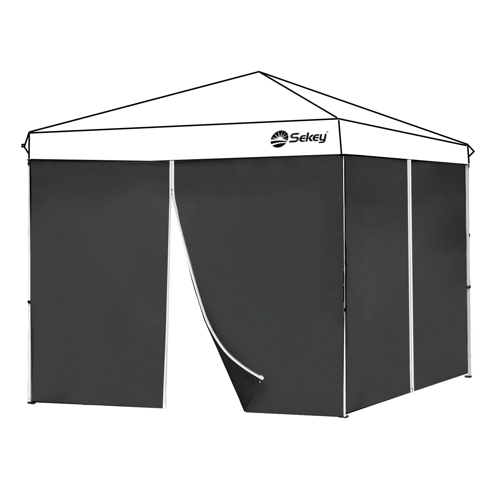 Sekey 2 Pareti Laterali con Cerniera per Gazebo 3x3m, Nero