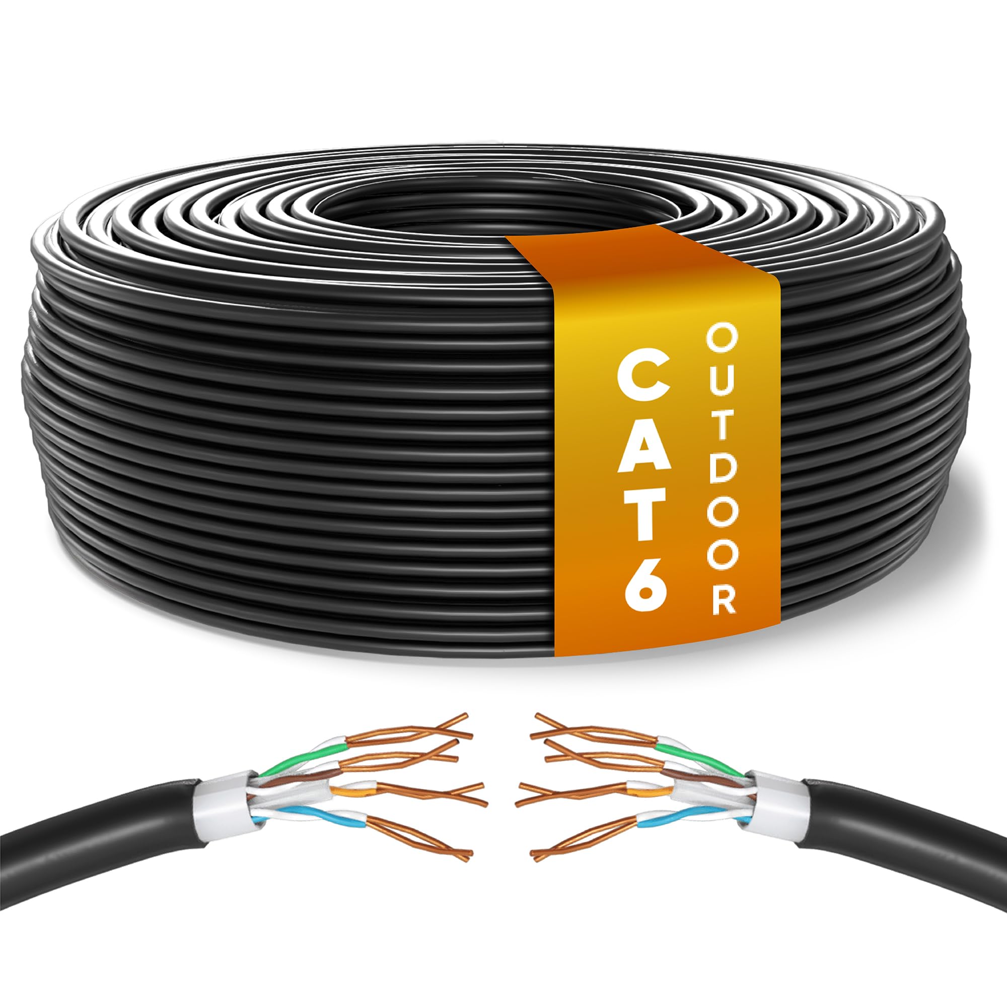 Mr. Tronic Cavo Ethernet Cat 6 Impermeabile Esterno 50m, Nero