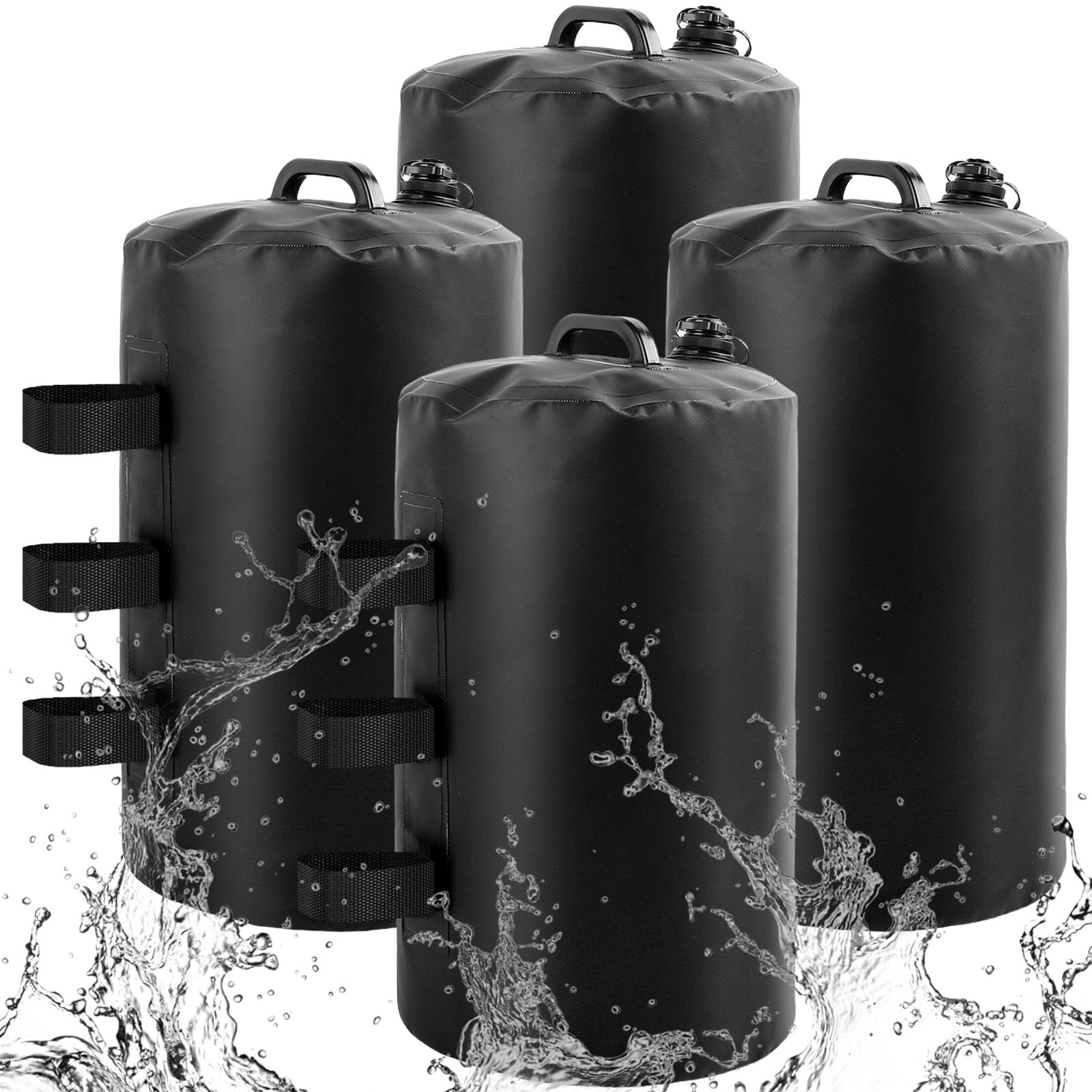 4 Pz Zavorre per Gazebo da 10 Litri Portatili,Peso per Ombrellone da Spiaggia,Sacchi Sabbia per Gazebo,Borse da Pesi per Piedi Ombrellone per Fissare Tende Pop-Up (Nero)