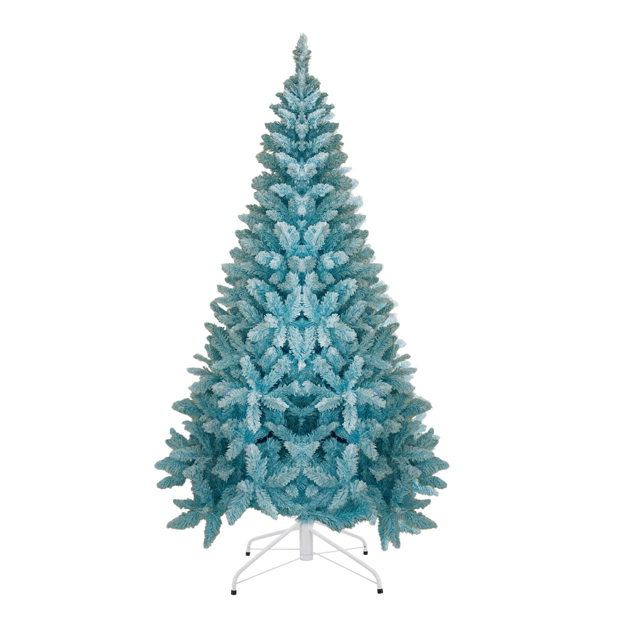Albero di Natale Artificiale Blu Floccato con Neve