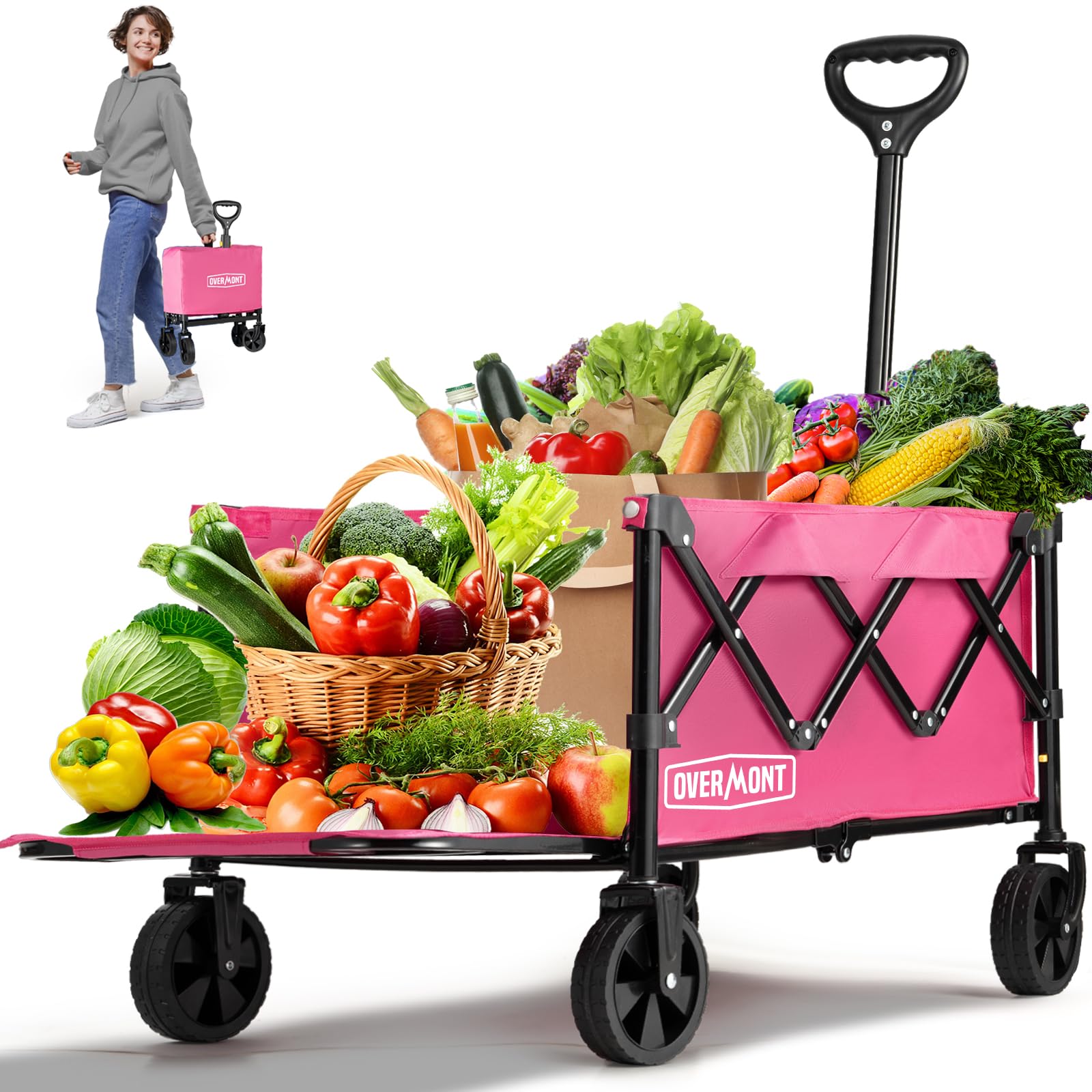 Overmont Carrello Pieghevole 100L con Ruote