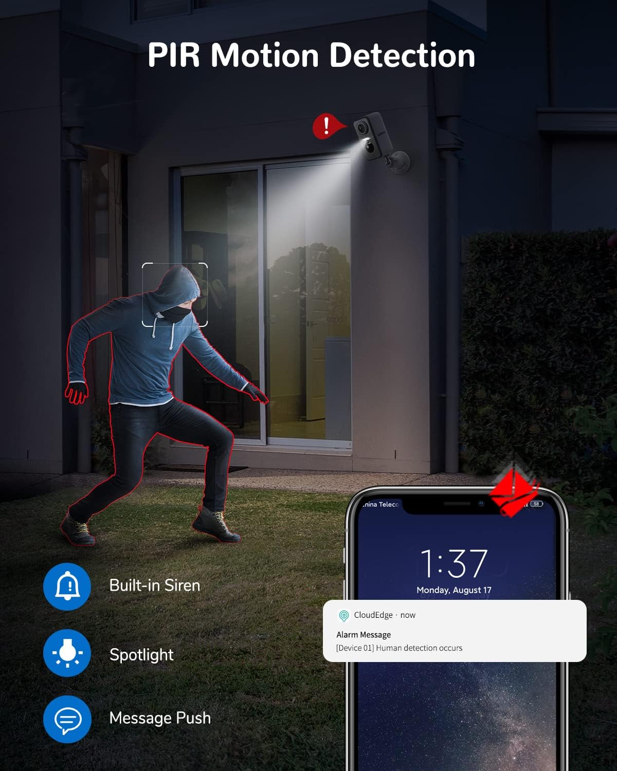 Deatti 2K Telecamera Wi-Fi Interno/Esterno a Batteria - immagine 3