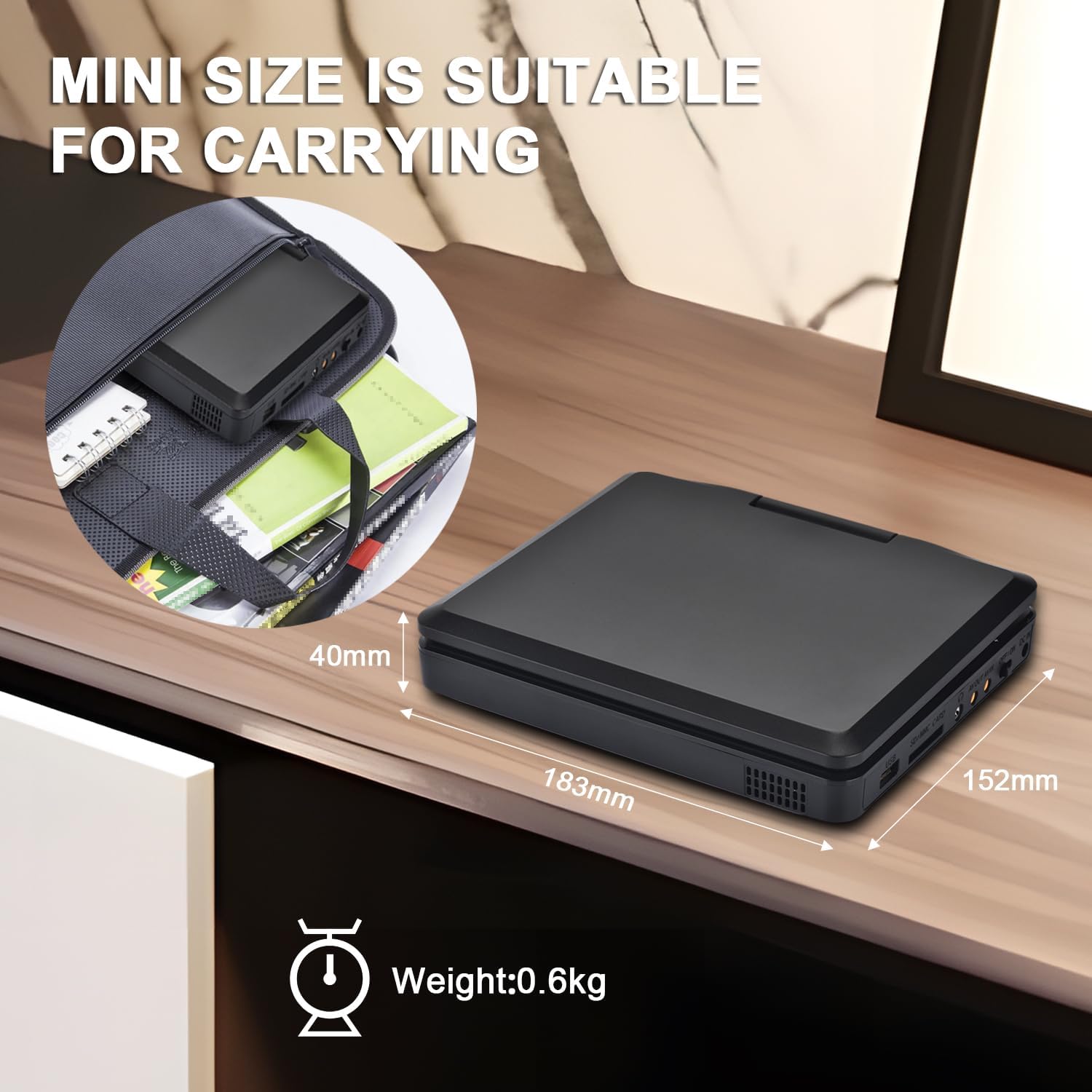 Yoohoo Mini Lettore DVD Portatile 9.5'' per Auto - immagine 2