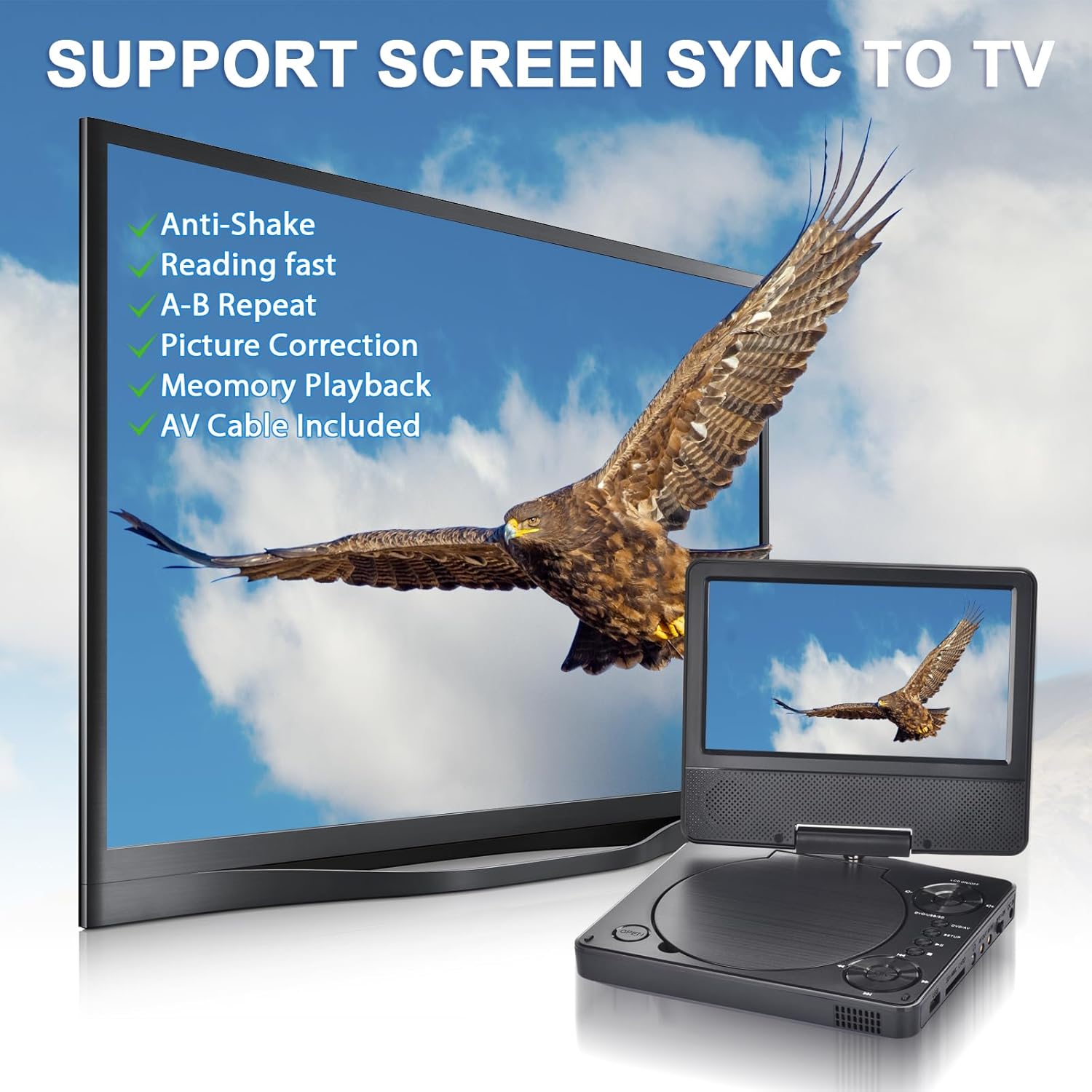 Yoohoo Mini Lettore DVD Portatile 9.5'' per Auto - immagine 3