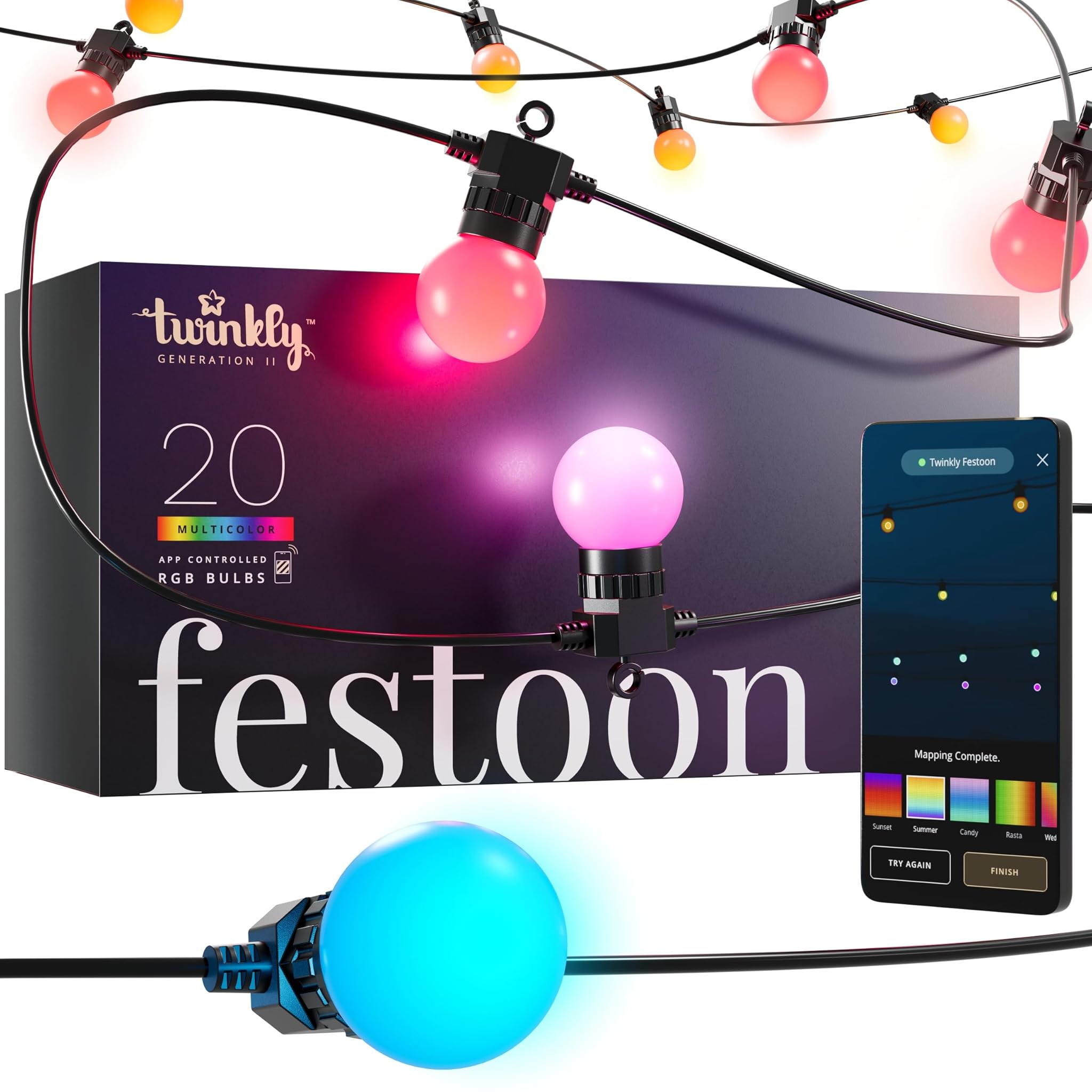 Twinkly Festoon 20 LED RGB - Catena Luminosa 10m