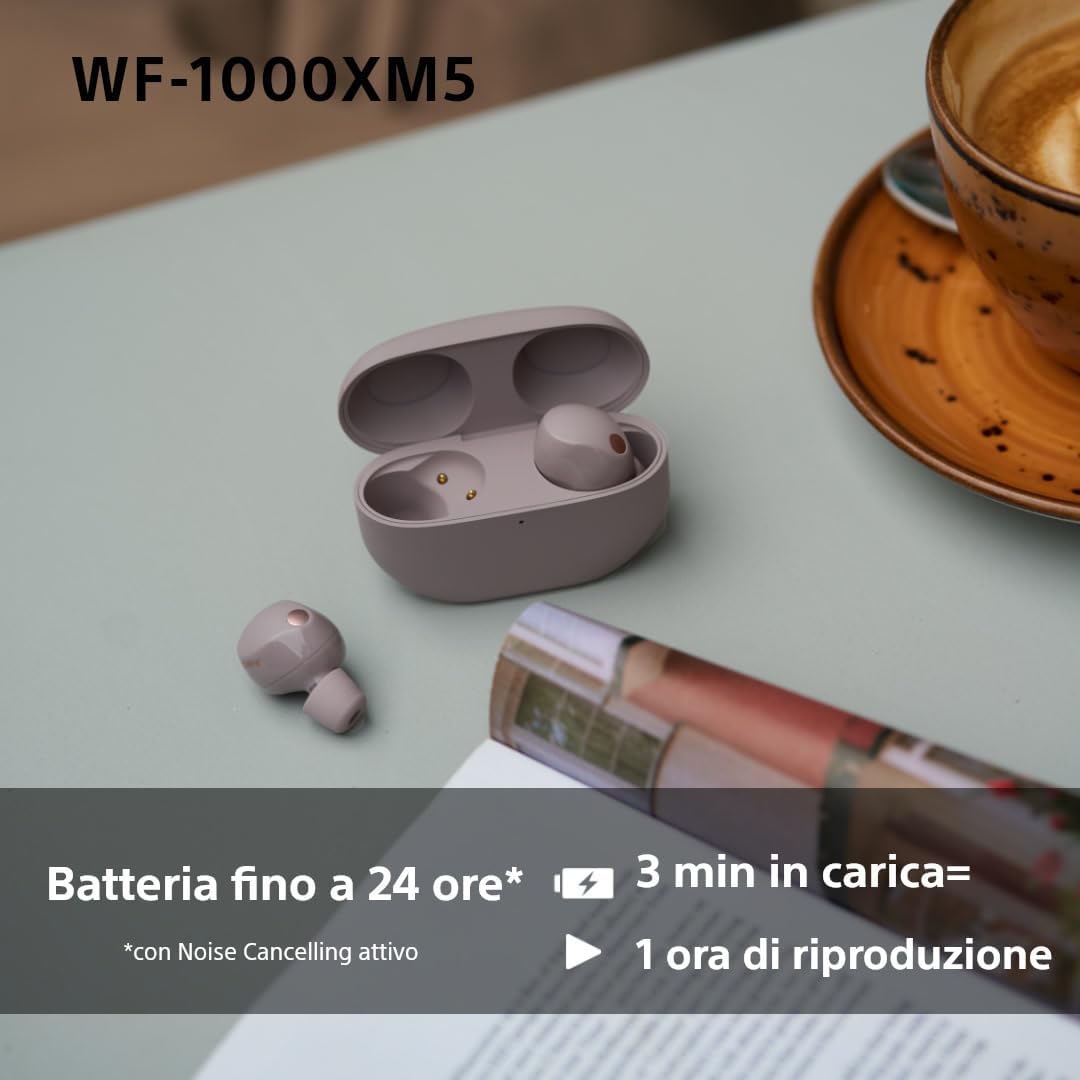 Sony WF-1000XM5 Cuffie Wireless Noise Cancelling, Rosa Fumé - immagine 4