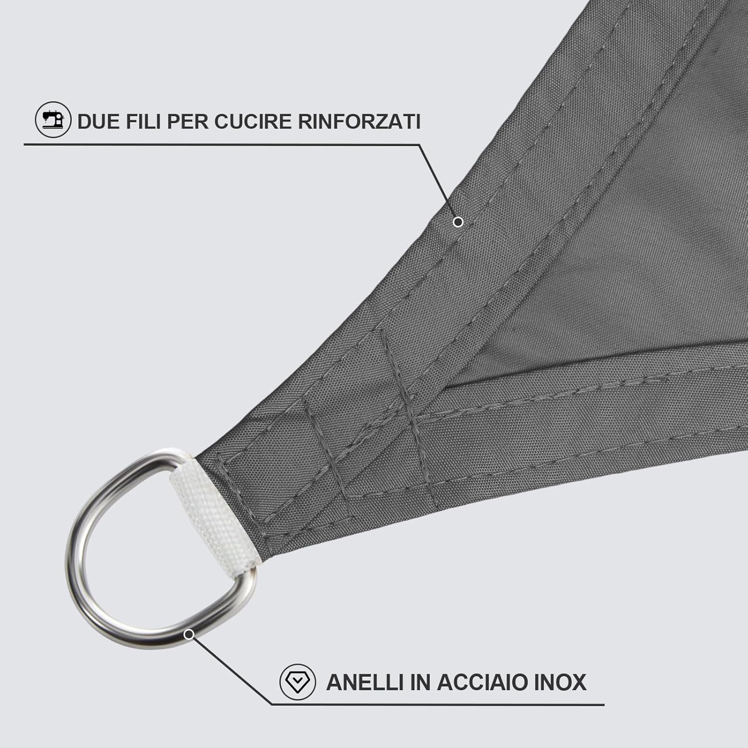 Sunnylaxx Tenda a Vela Rettangolare 4x5m Grafite - immagine 3