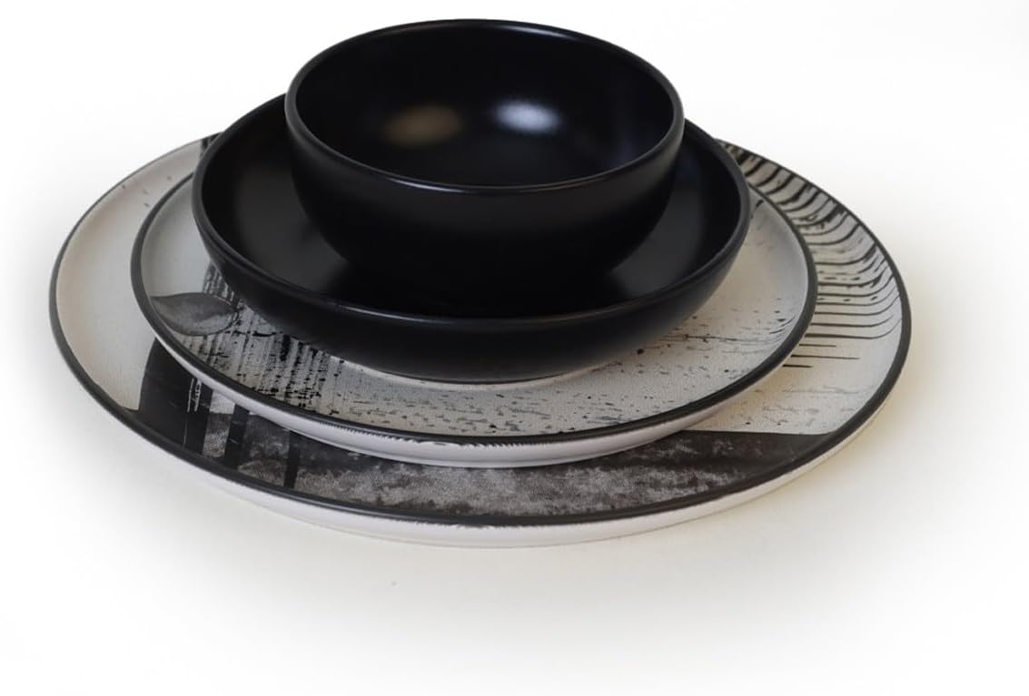 Set 24 Pezzi in Ceramica Nera e Bianca - immagine 7