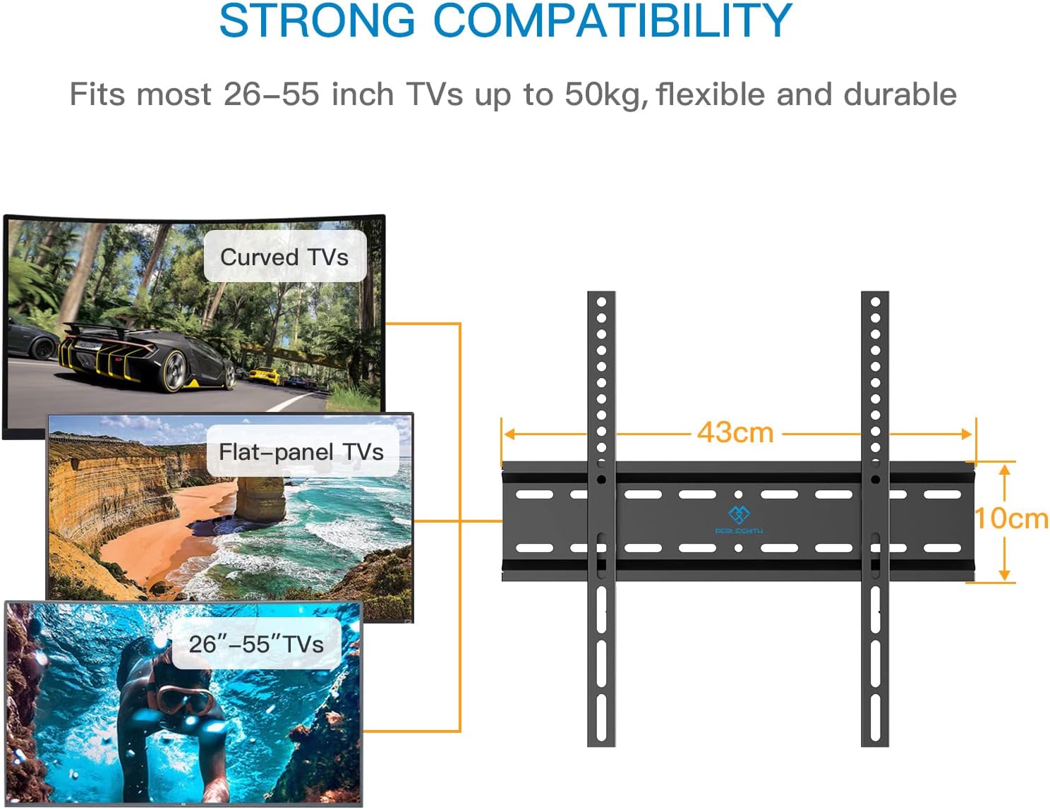 Perlesmith Supporto da Parete per TV 26-55 pollici - immagine 3