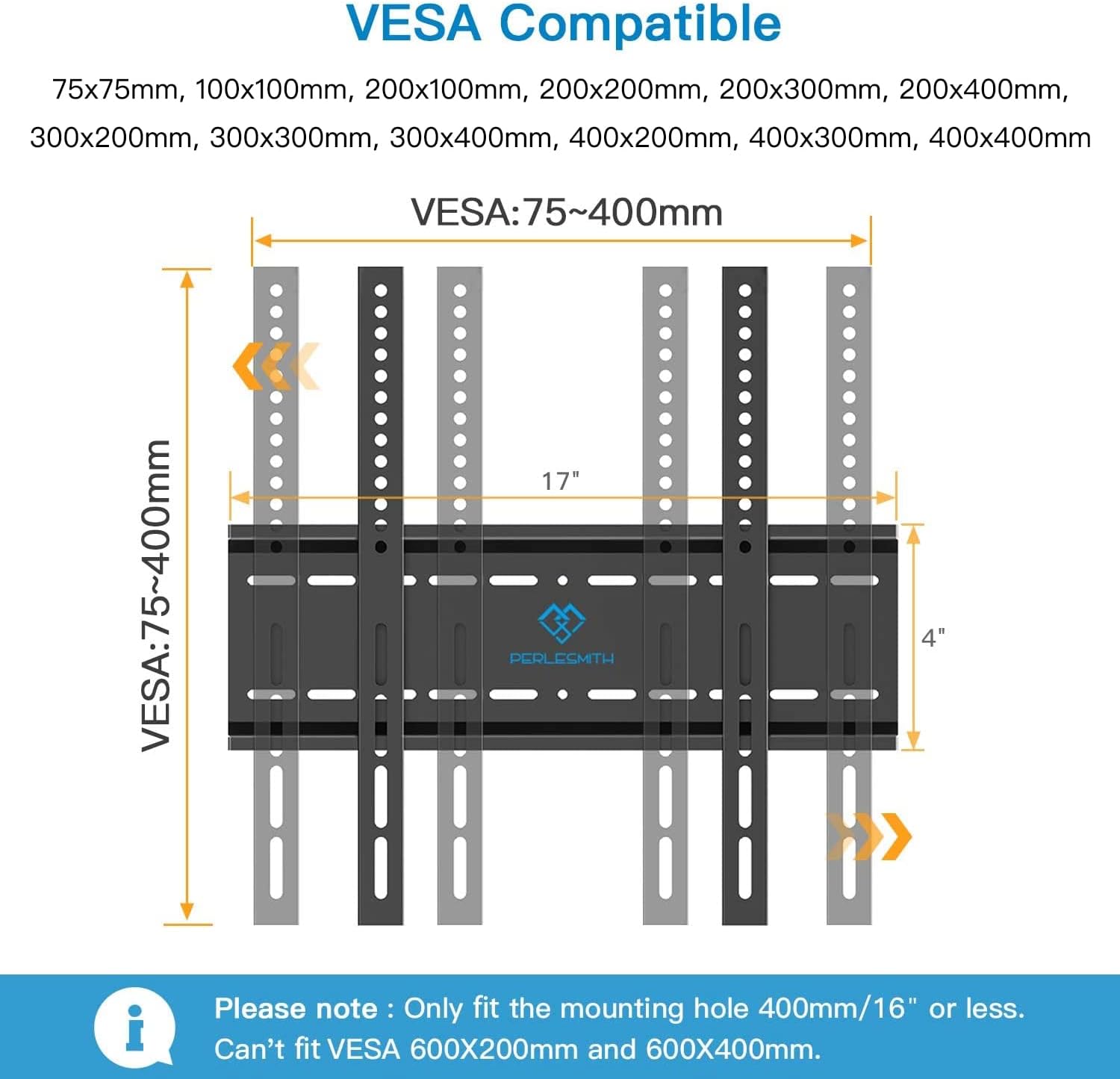 Perlesmith Supporto da Parete per TV 26-55 pollici - immagine 4