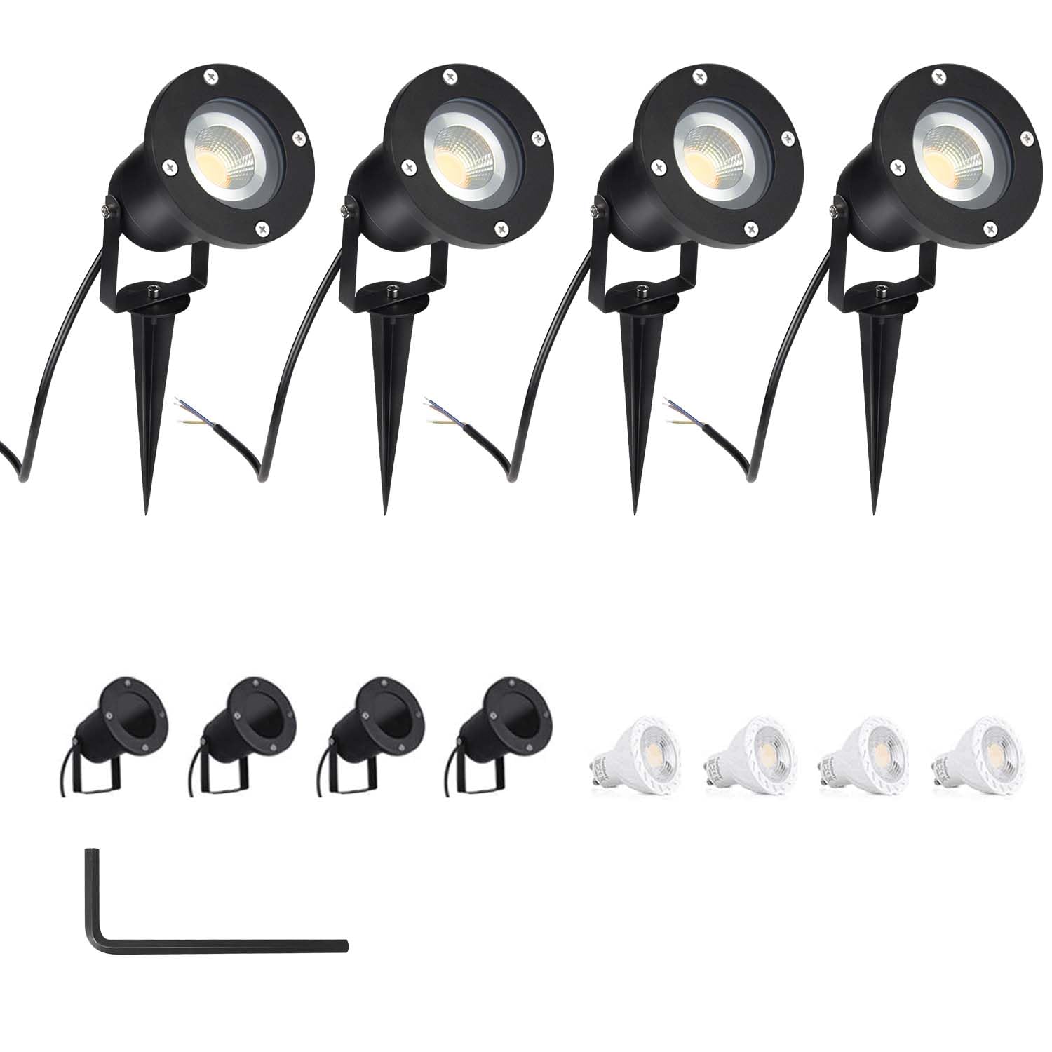 Cprosp 4PCS Faretto da Giardino GU10 LED 5W IP65