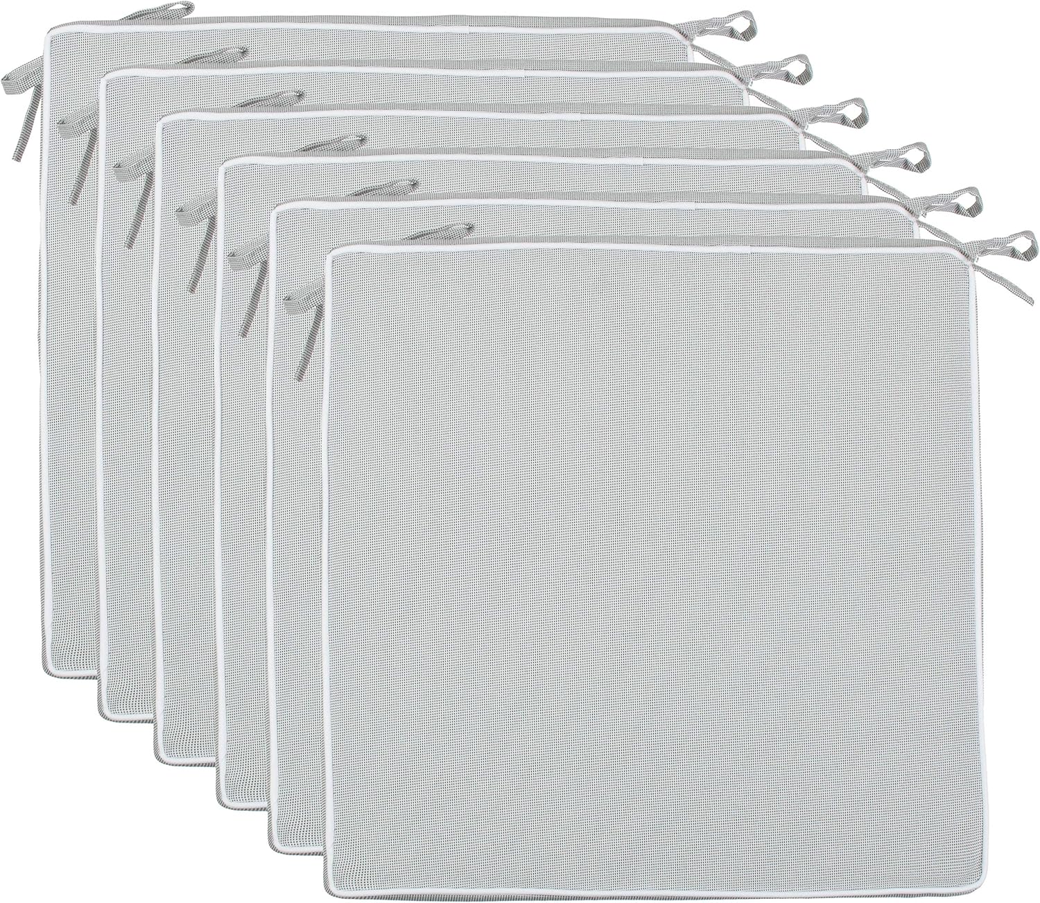 Set 6 Cuscini per Sedia 40x40x4cm, Grigio Chiaro