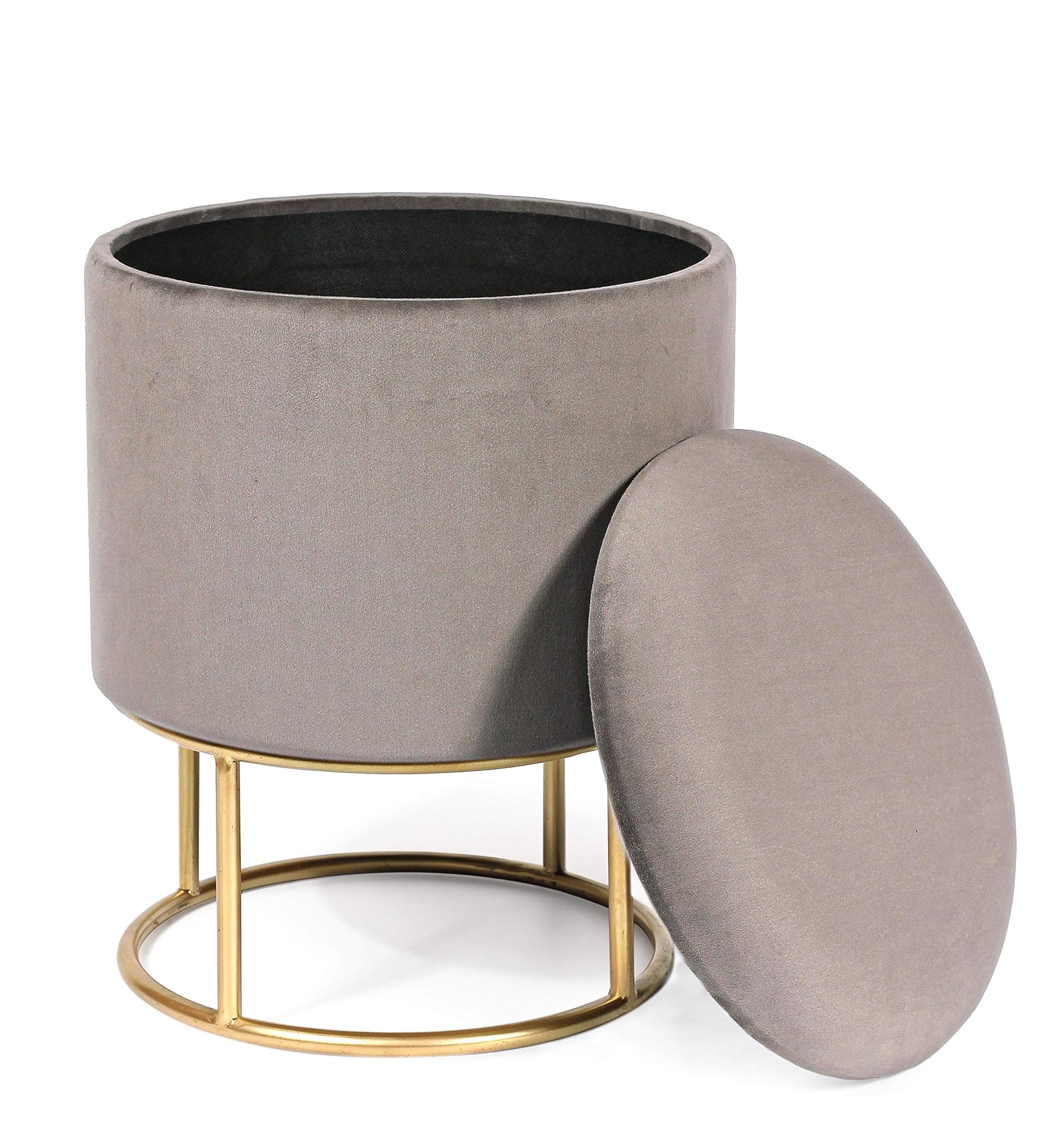 KONTE.DESIGN Pouf contenitore POLINA in Velluto Grigio