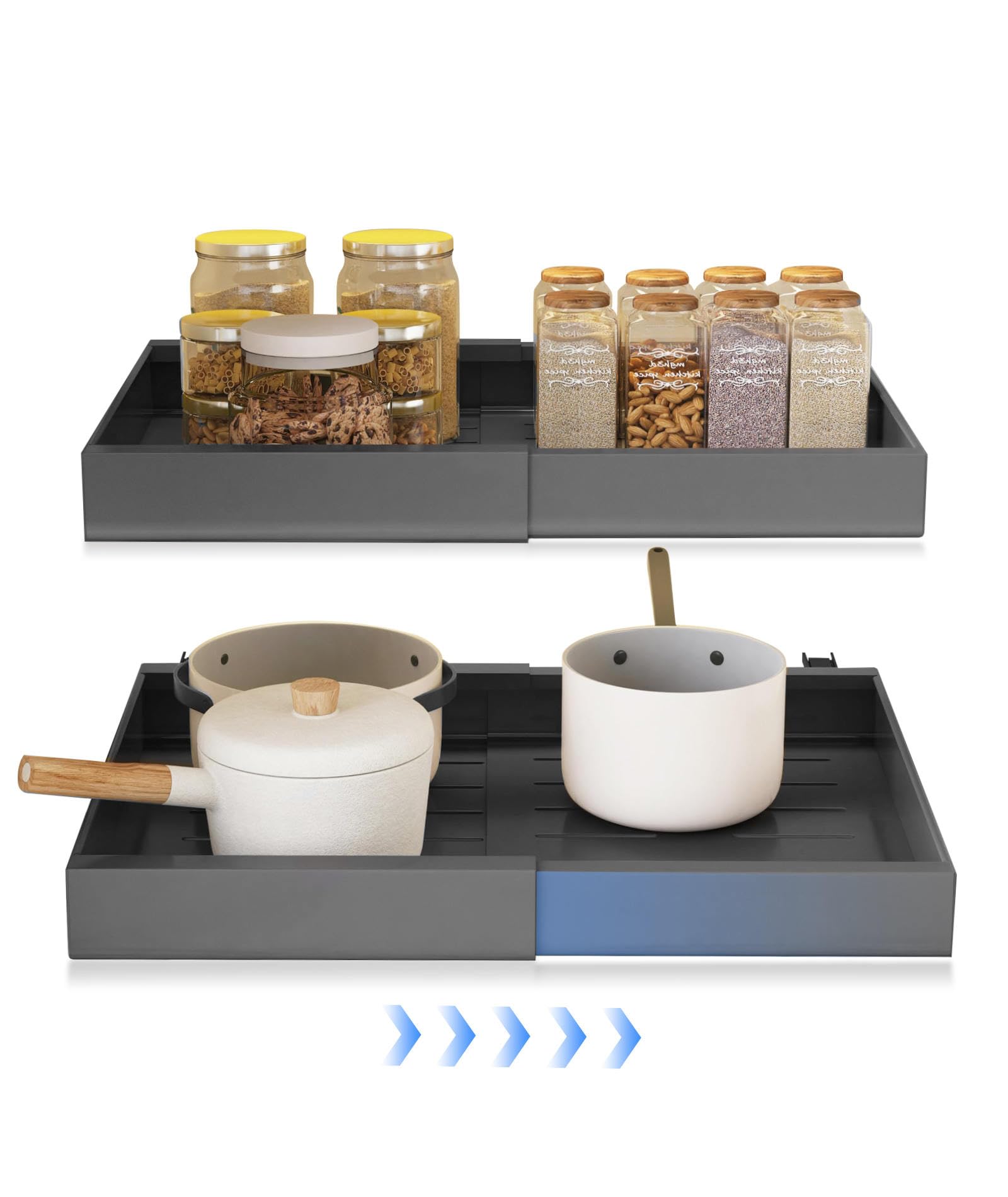 2 Cassetti Estraibili Cucina Espandibili 32-52x42x7cm