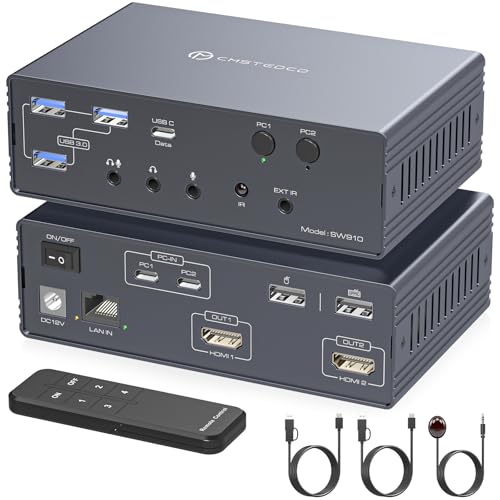 KVM Switch 4K120Hz 2 PC 2 Monitor Docking Station USB C HDMI