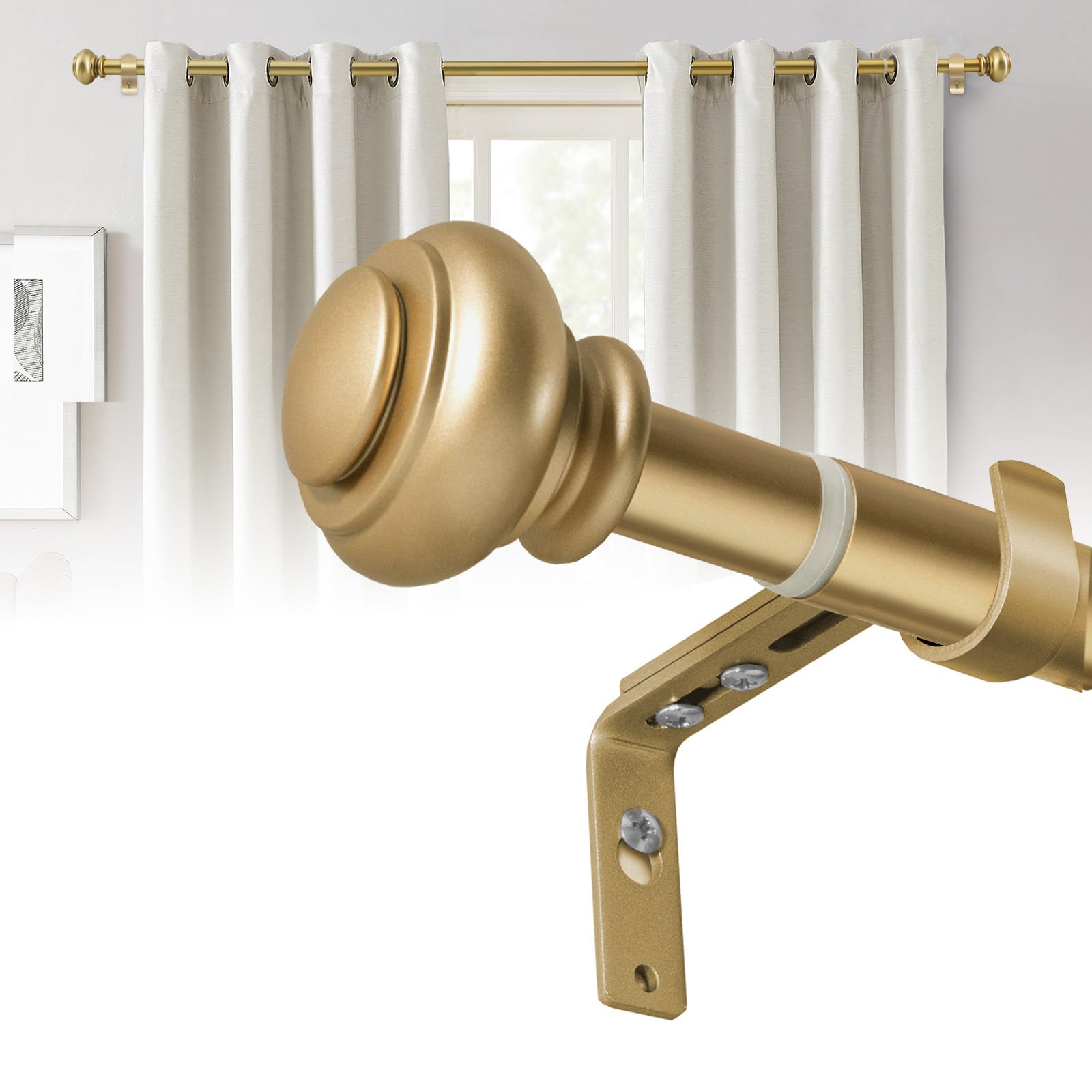 Bastone Tende Regolabile 76-150cm, Diametro 25mm, Oro