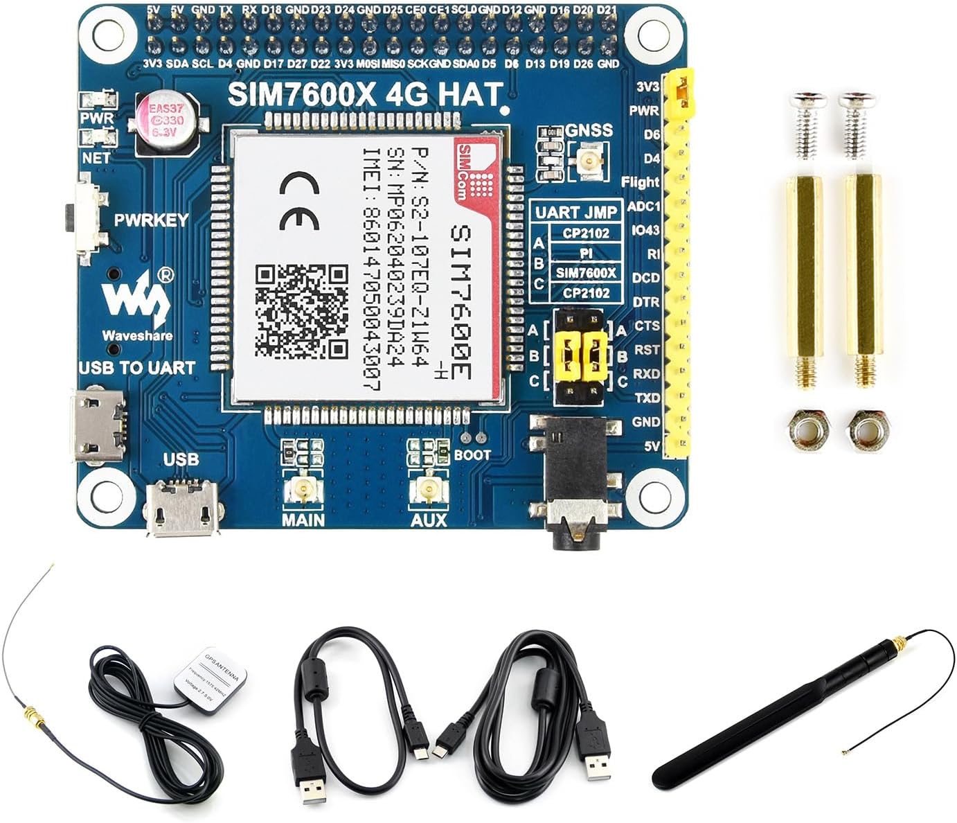 Luckfox 4G HAT per Raspberry Pi SIM7600E-H - immagine 1