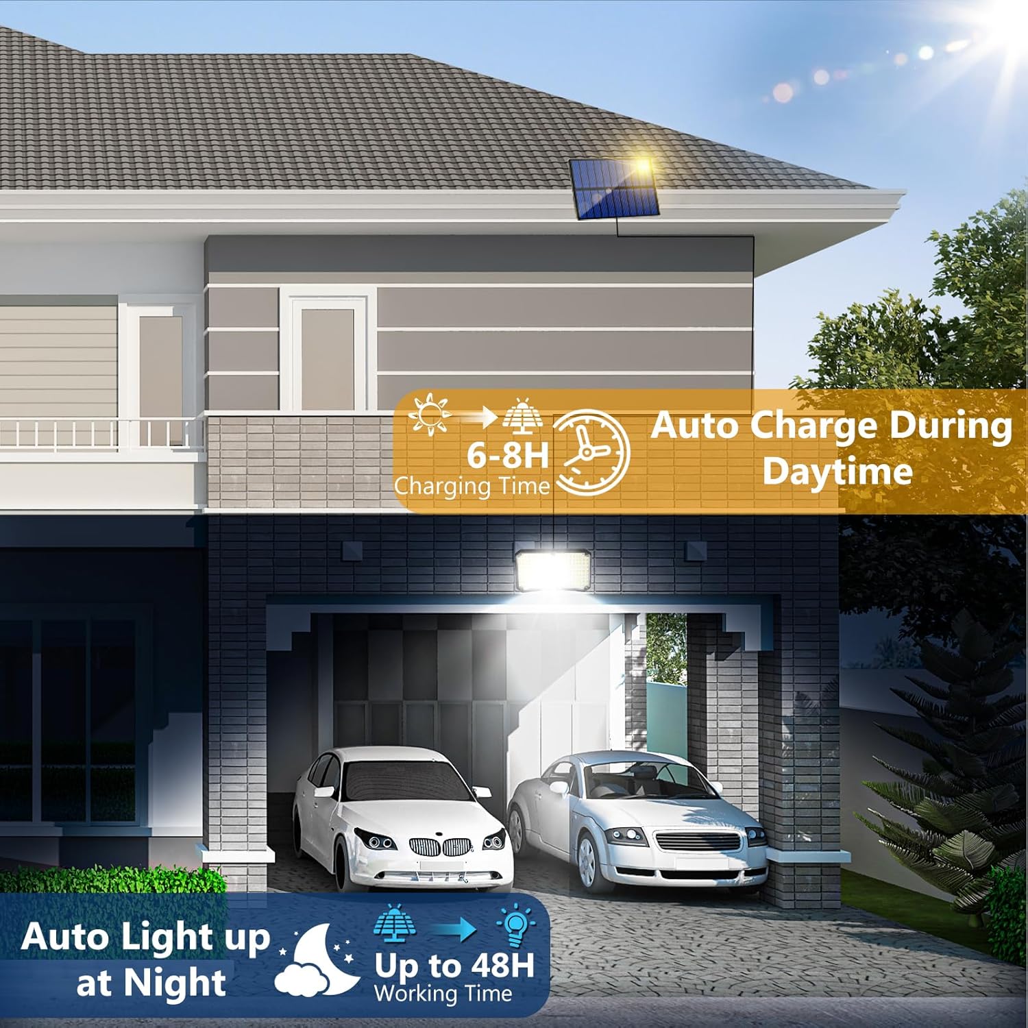 Lampada Solare da Esterno 200LED con Sensore di Movimento - immagine 5