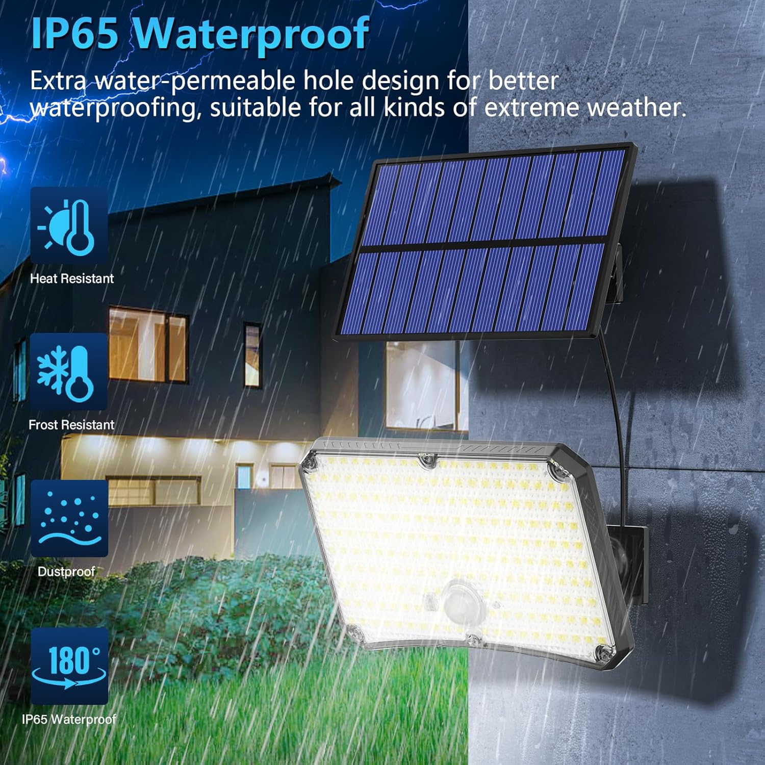 Lampada Solare da Esterno 200LED con Sensore di Movimento - immagine 7