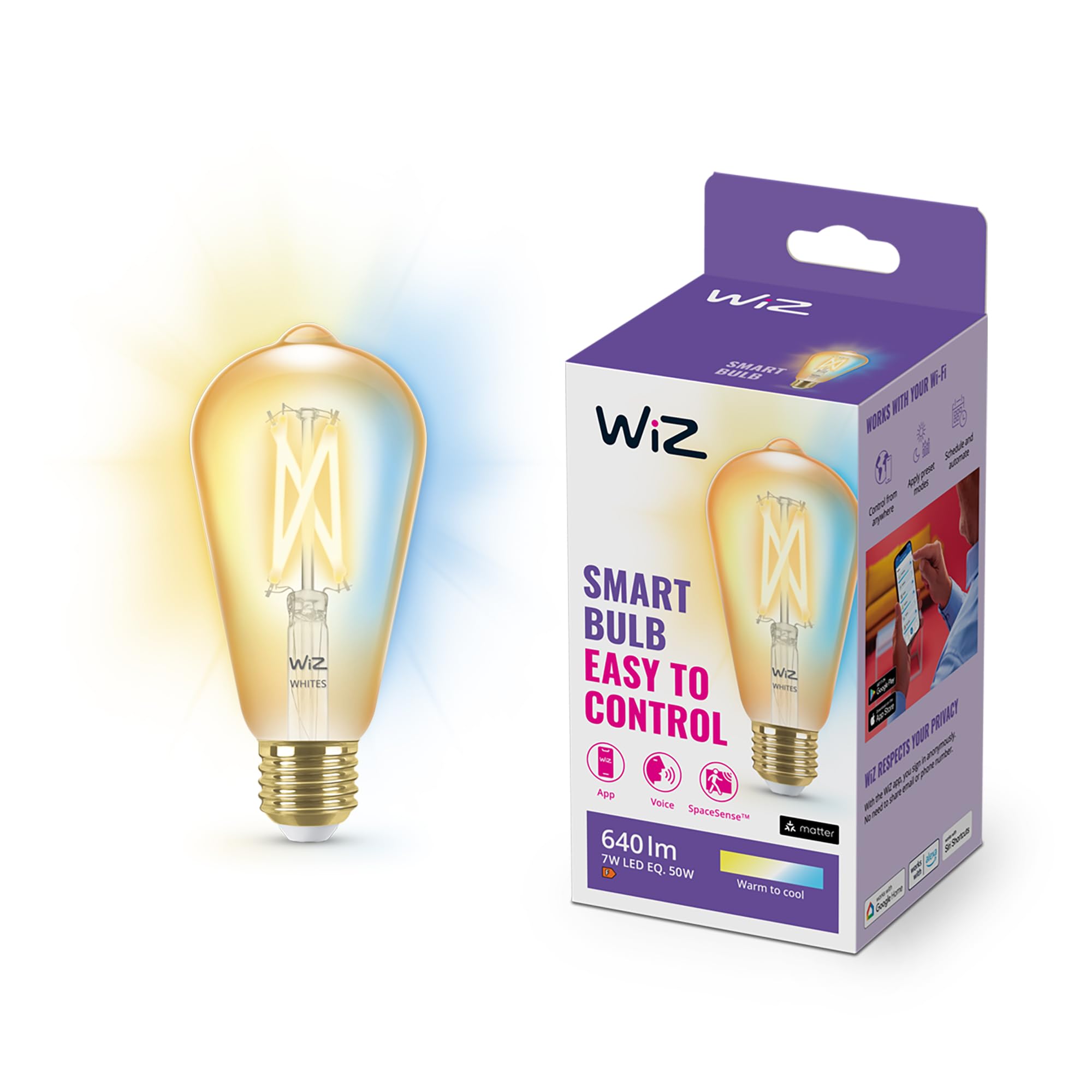 Wiz Lampadina Smart WiFi E27 7W Filamento Ambrata
