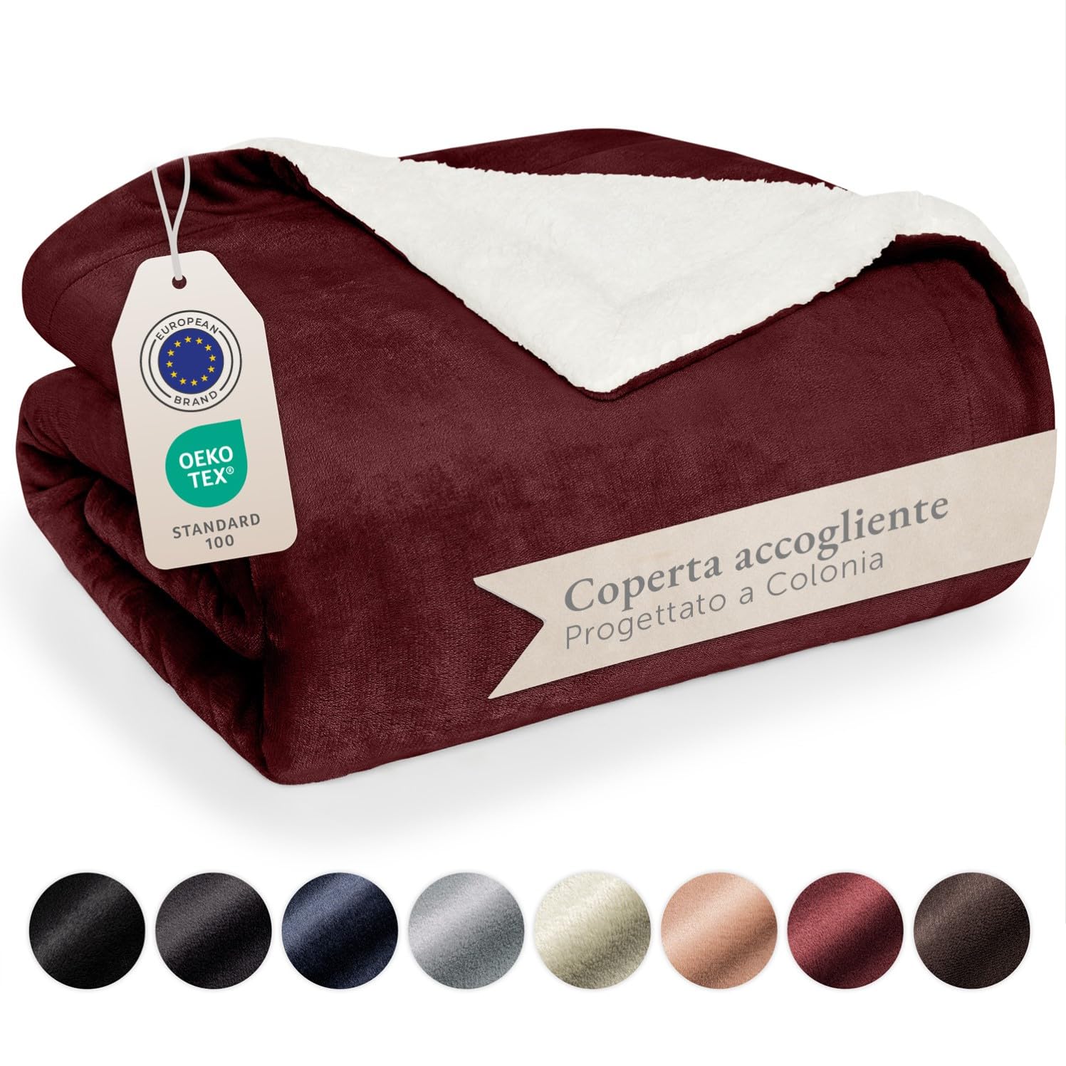 Blumtal Coperta Pile - Plaid Divano Super Morbida - Coperta Plaid Sherpa di Alta Qualità - Coperta Letto Singolo Sherpa - Certificata OKEO-Tex - 150 x 200 cm - Rosso Scuro