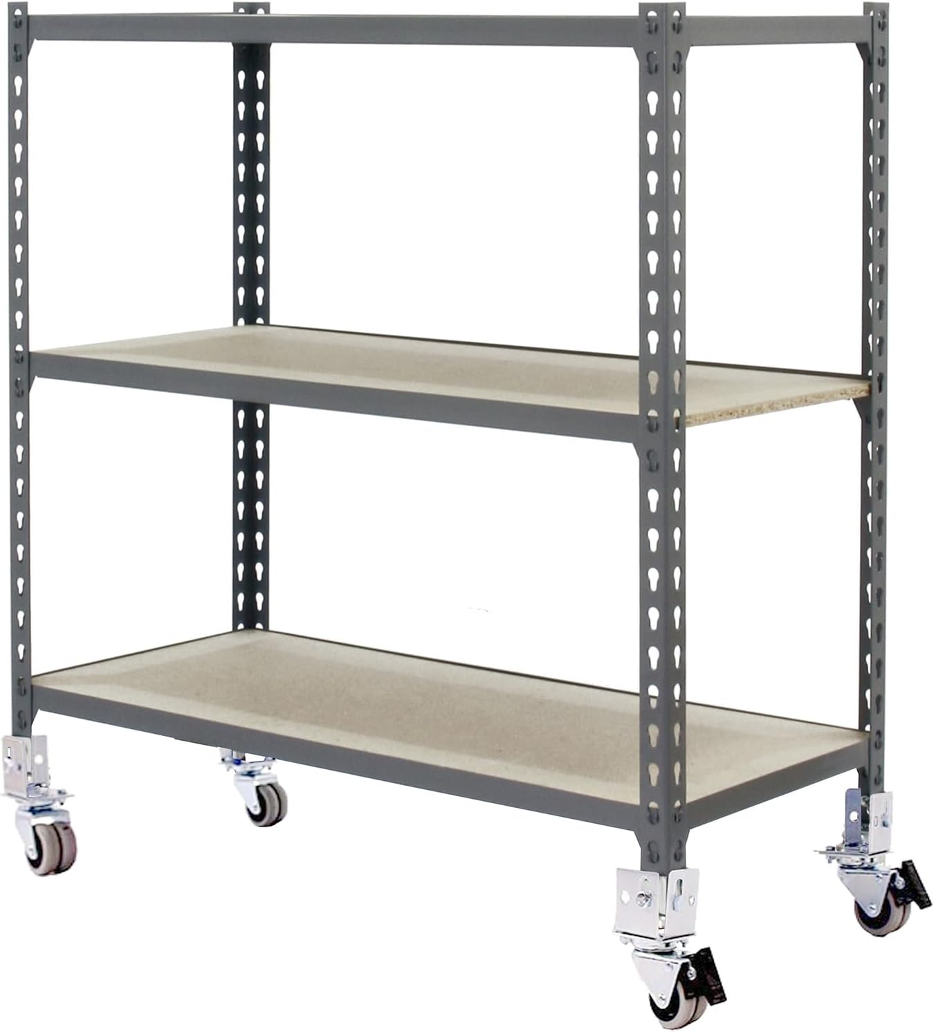 Simon Rack Scaffale Metallo Garage 3 Ripiani, Grigio/Legno - immagine 1