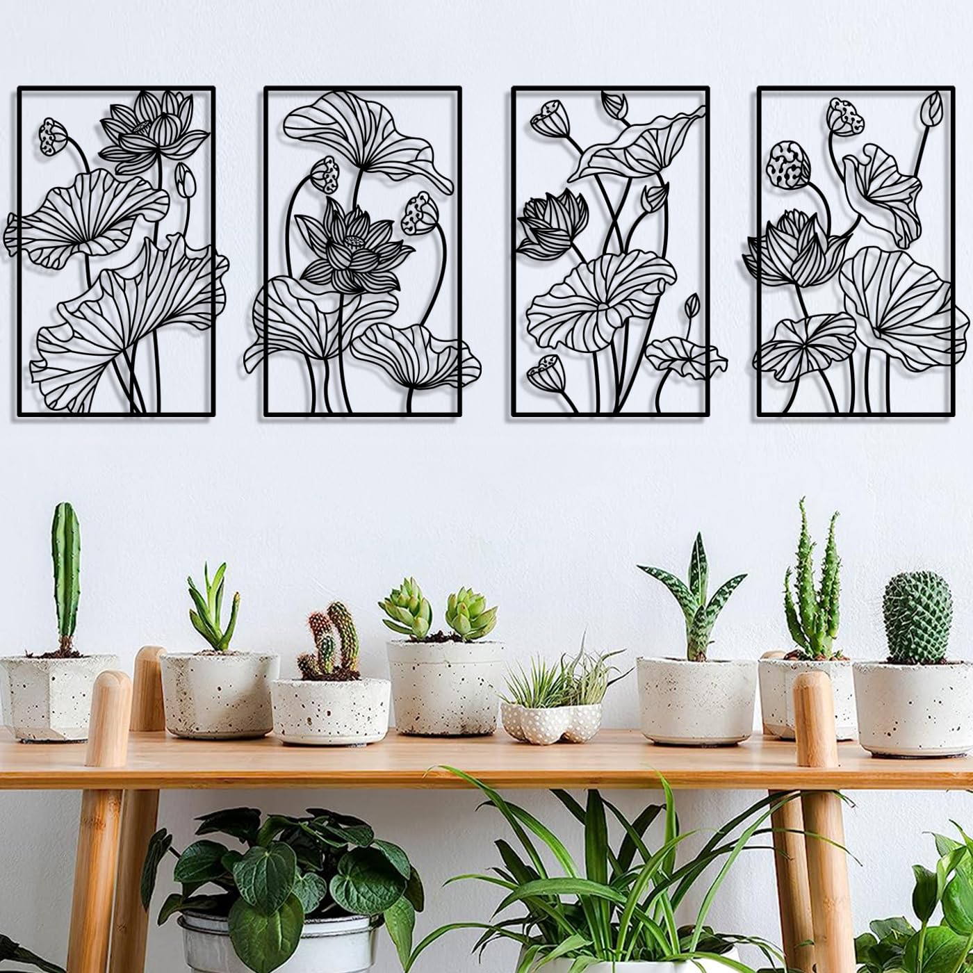 Pduoduo Decorazione Murale Arte Floreale Astratta 4 Pannelli